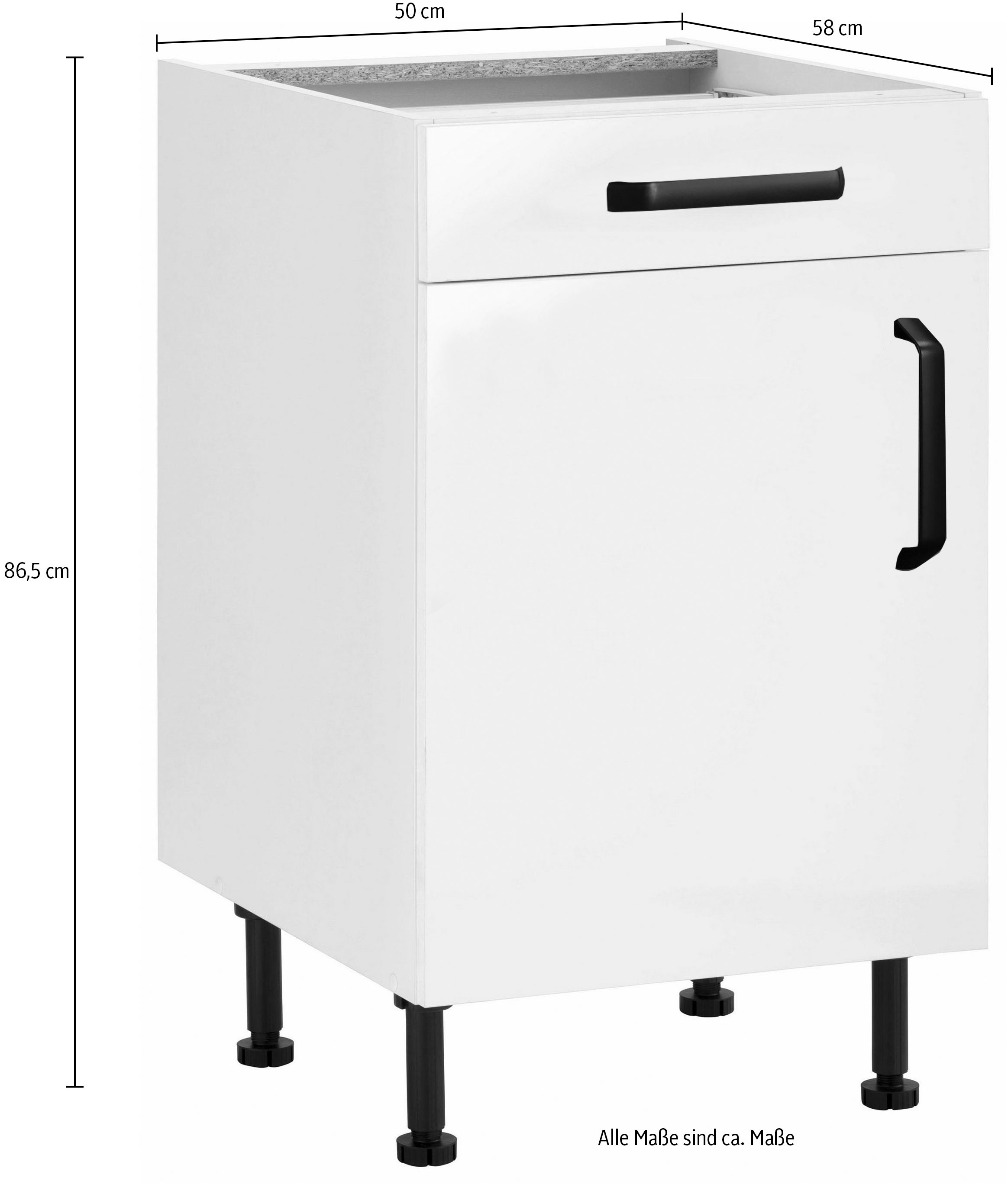 wiho Küchen Unterschrank »Simi«, Soft-Close-Funktion in Schubkästen und Auszügen, verstellbare Füße
