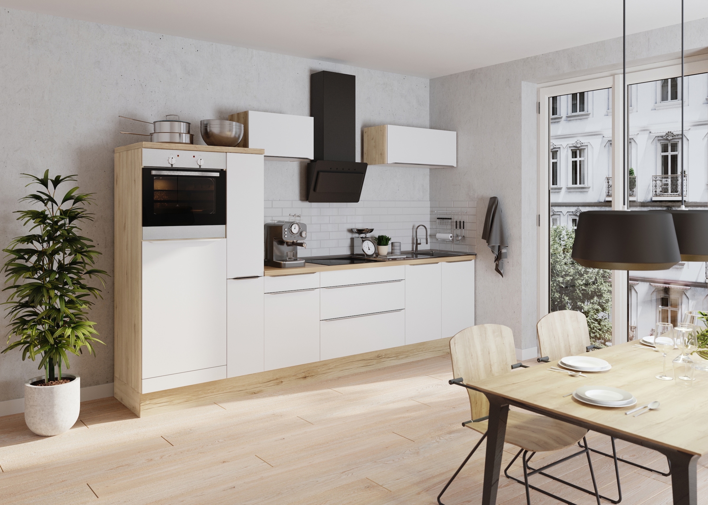 KOCHSTATION Küchenzeile »KS-Aken« Breite 330 cm, wahlweise mit E-Geräten, mit Arbeitsplatte 38 mm stark