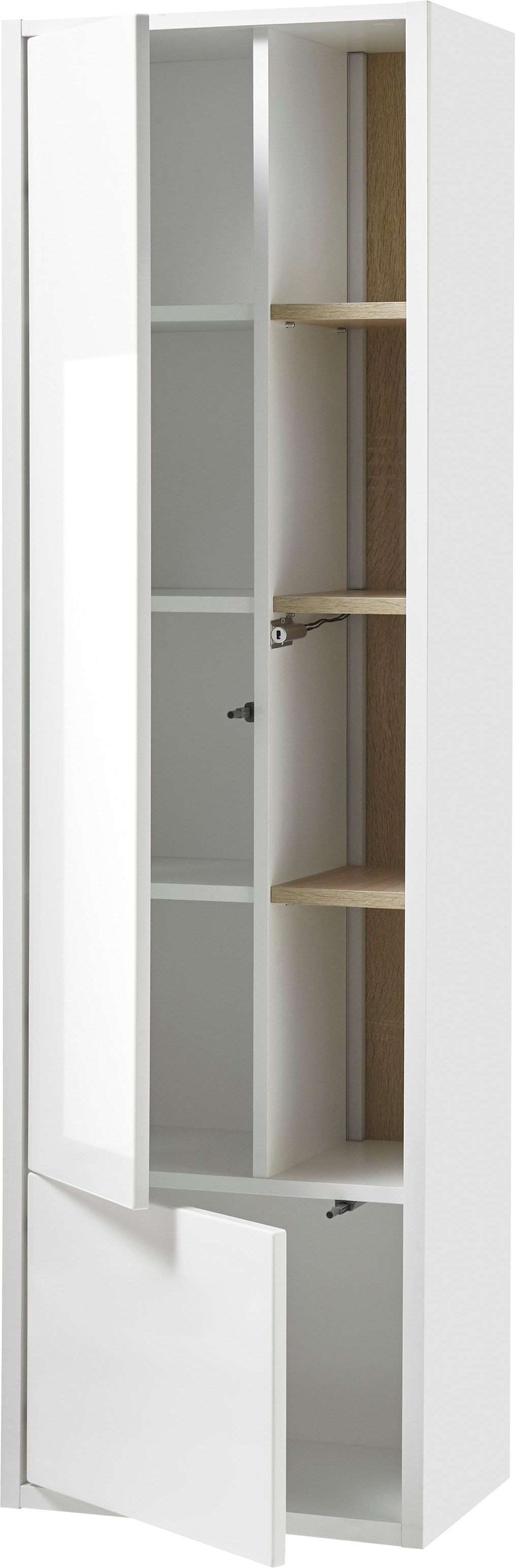 Places of Style Badmöbel-Set »Studio Line, Bad im modernen Design, 5-teiliges Badezimmer«, (5 St.), Schrank, Waschtisch und Spiegel, in zwei Farben verfügbar, Stauraum