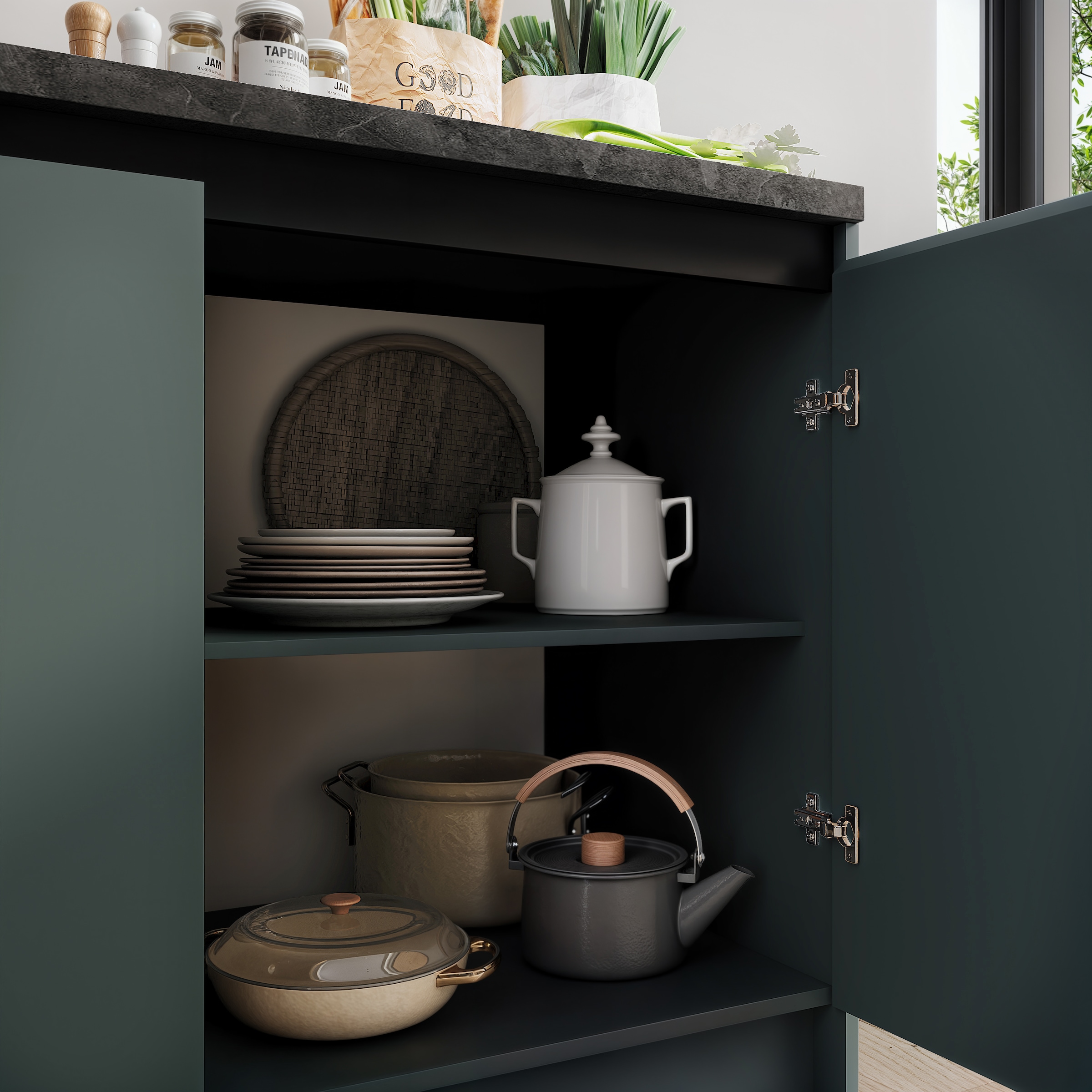 BASIC by Balculina Küchenzeile »Isis B/T/H 335x60x210 cm« Breite 273 cm, wahlweise mit E-Geräten und Induktionskochfeld