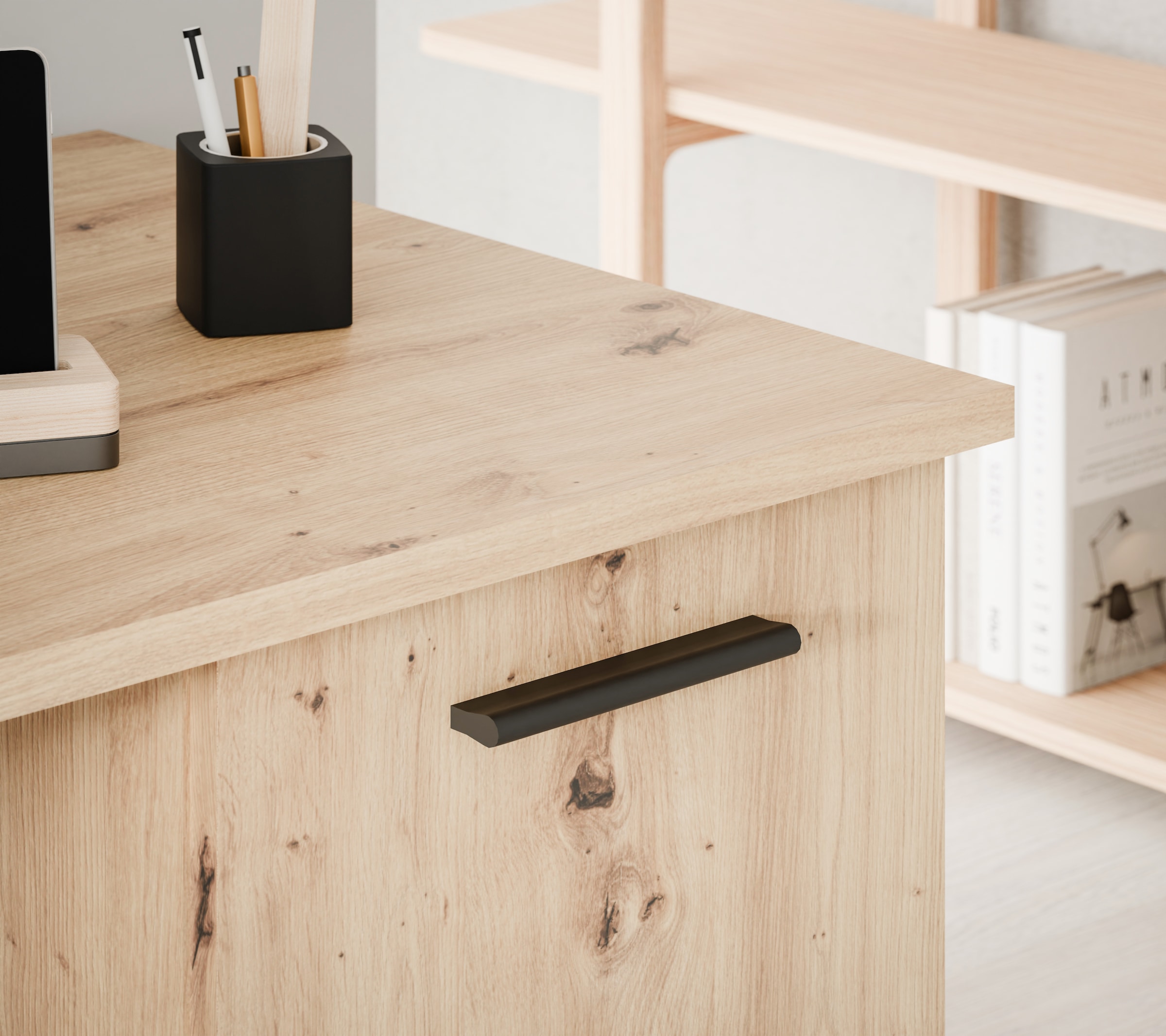 FORTE Schreibtisch »Neuss«, mit 3 Schubladen & 1 Tür, funktional, Breite 138 cm