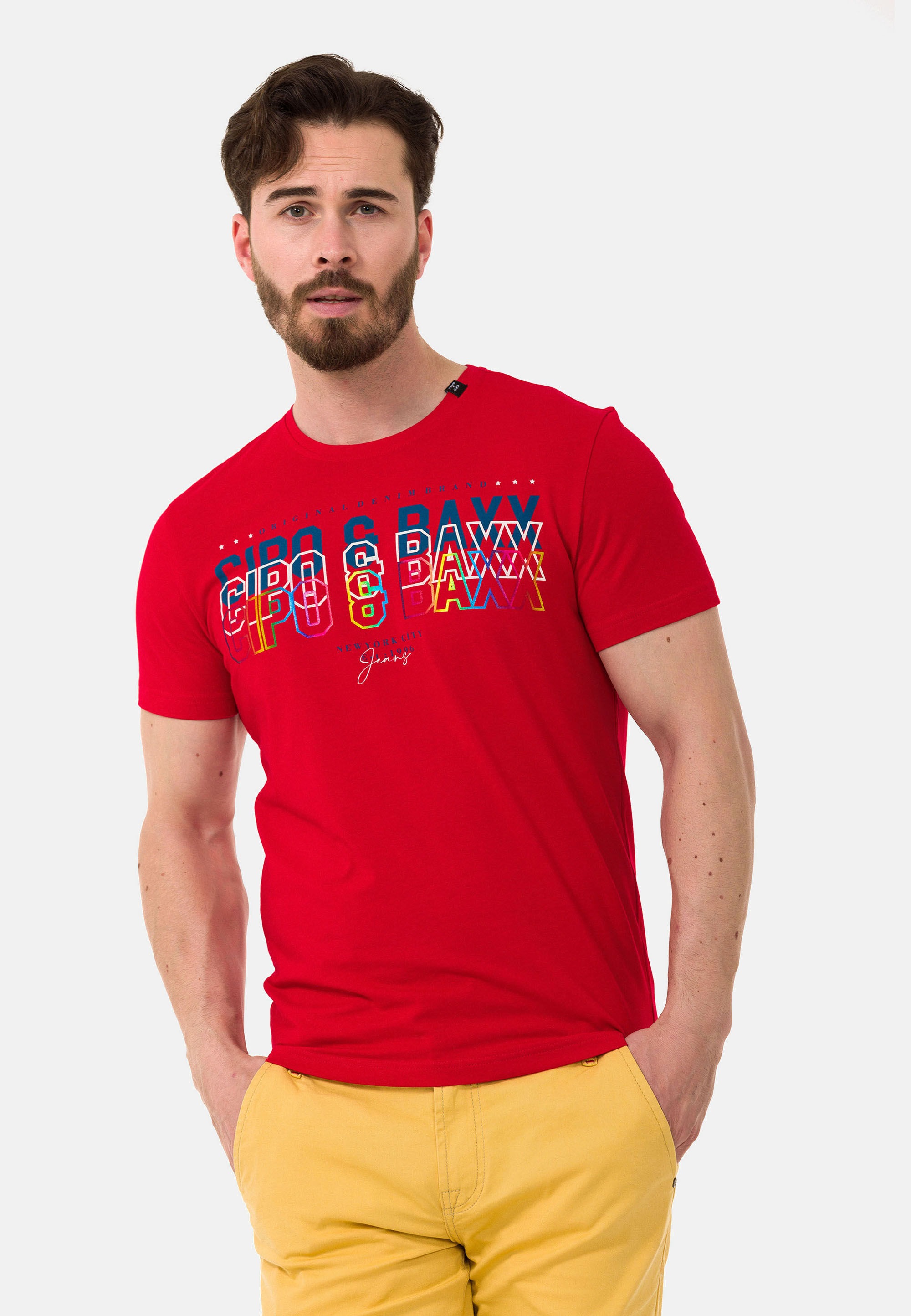 Cipo & Baxx T-Shirt »CT717« gerade geschnitten