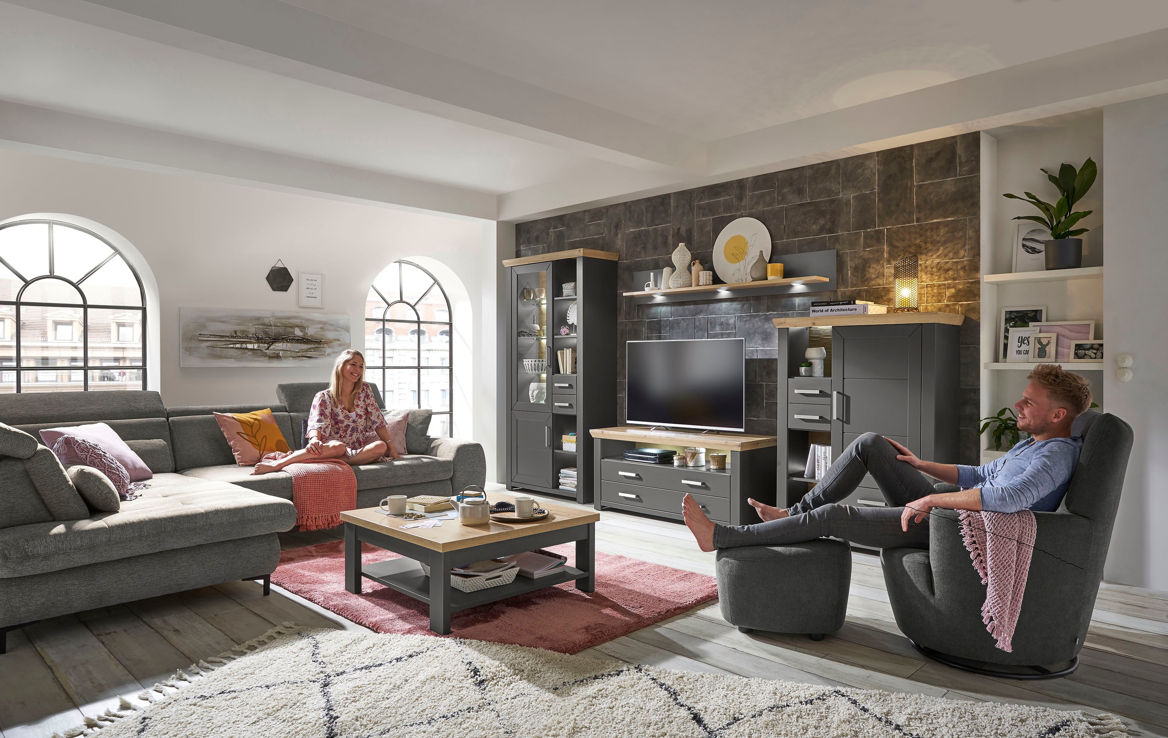 set one by Musterring Relaxsessel »SO 1450« Set,  mit Dreh- und Wippfunktion, inklusive Hocker