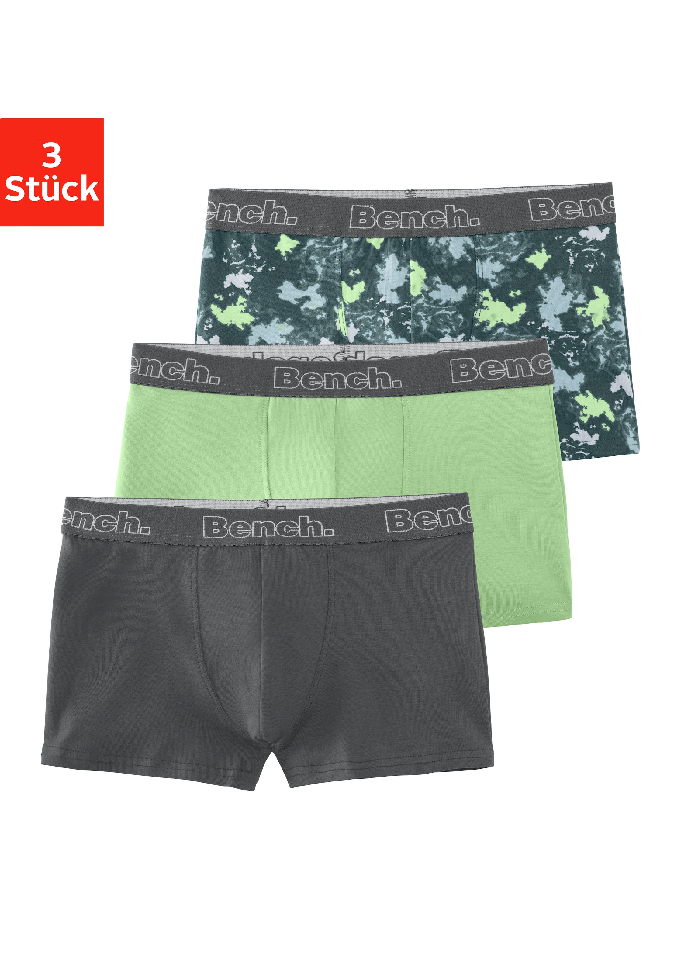 Bench. Boxer »Boxershorts für Jungen«, (Packung, 3 St.), uni und gemustert in einer Packung