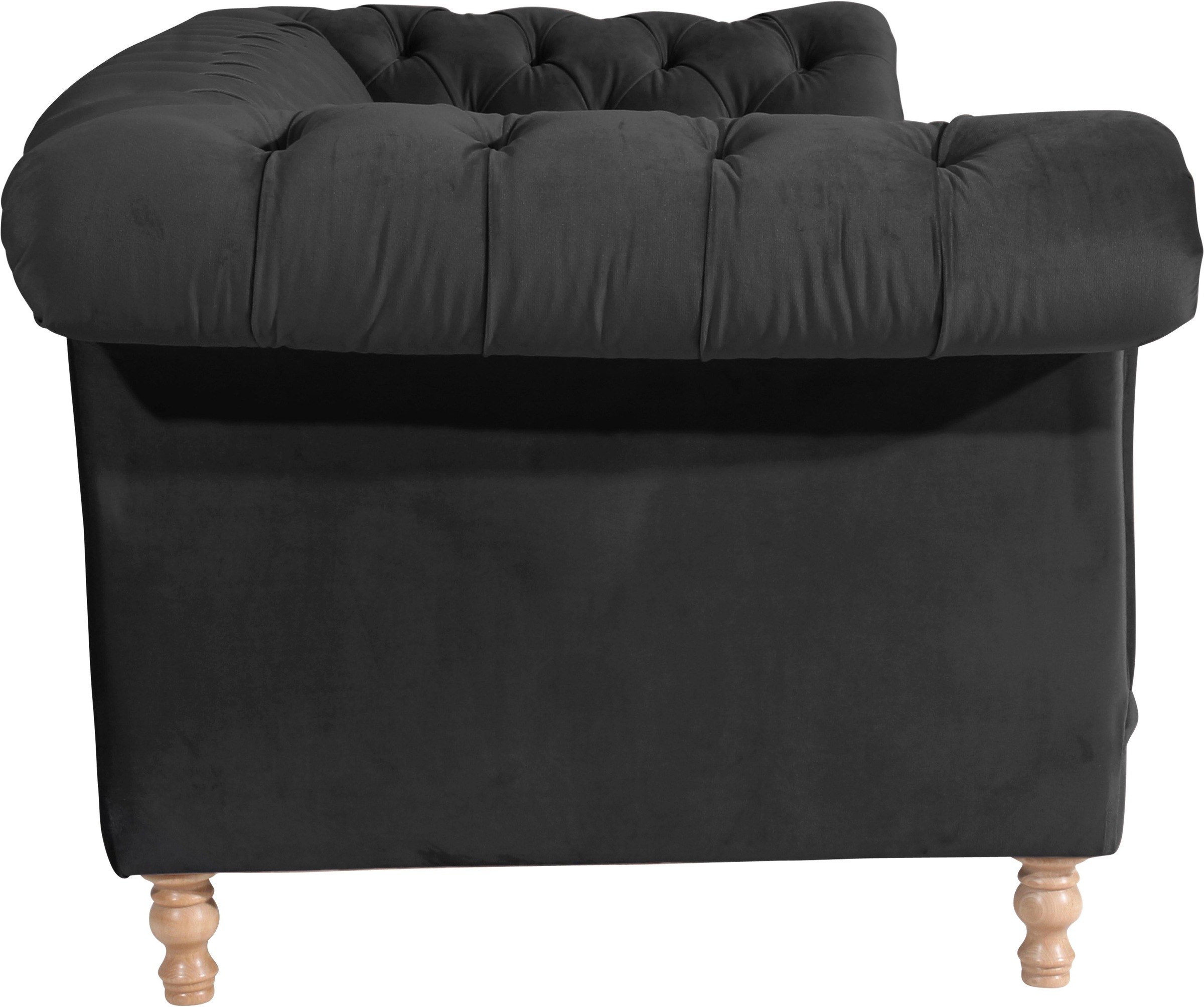 Max Winzer® Chesterfield-Sofa »Isabelle«, mit Knopfheftung & gedrechselten Füßen in Buche natur, Breite 260 cm