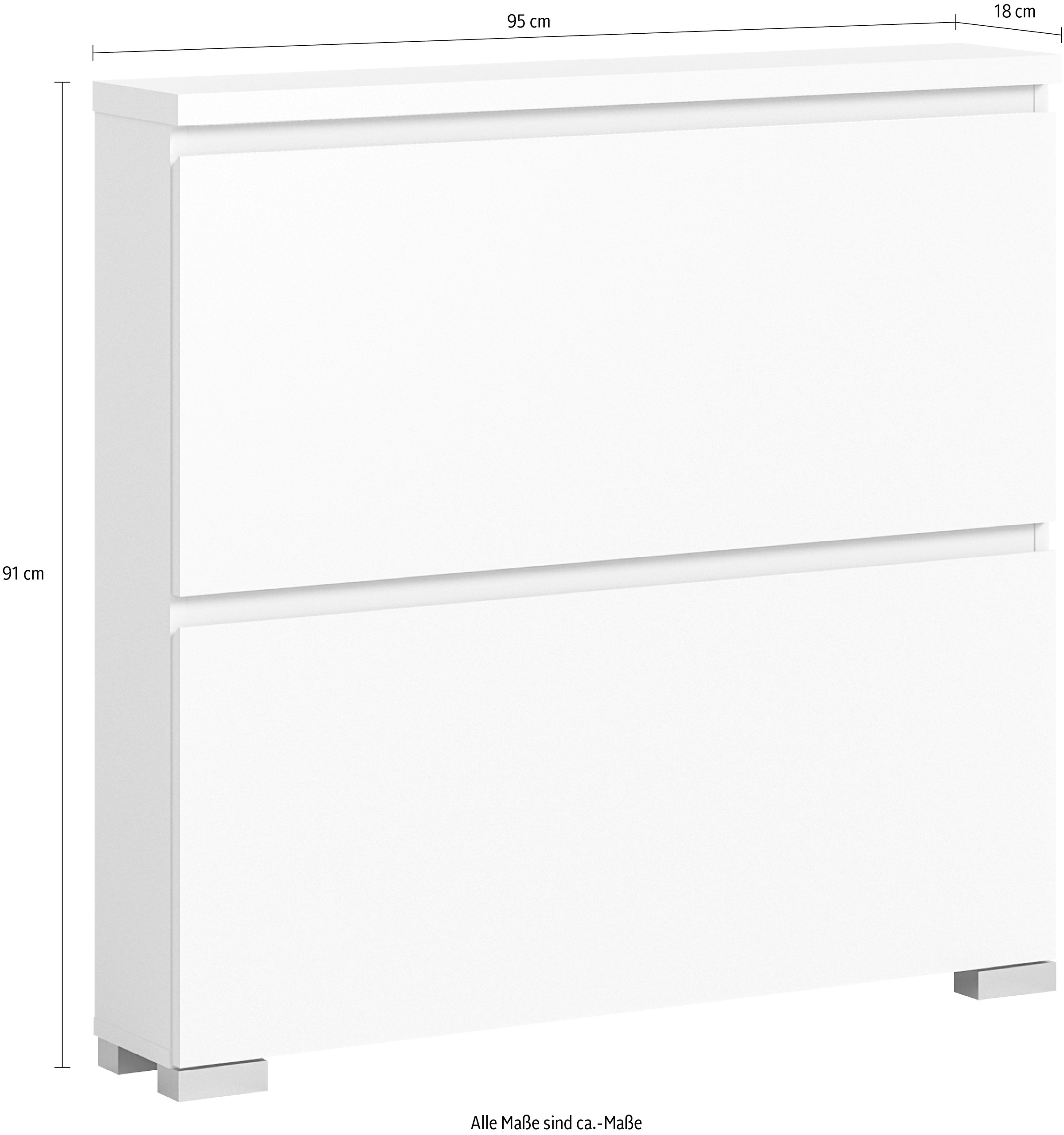 INOSIGN Schuhschrank »Skoskap, Tiefe 18cm, 2 Klappen mit Schuhwalze, Platz für 8 Schuhpaare«, hängend und stehend montierbar, Schuhkipper, Schuhkommode, Schuhregal