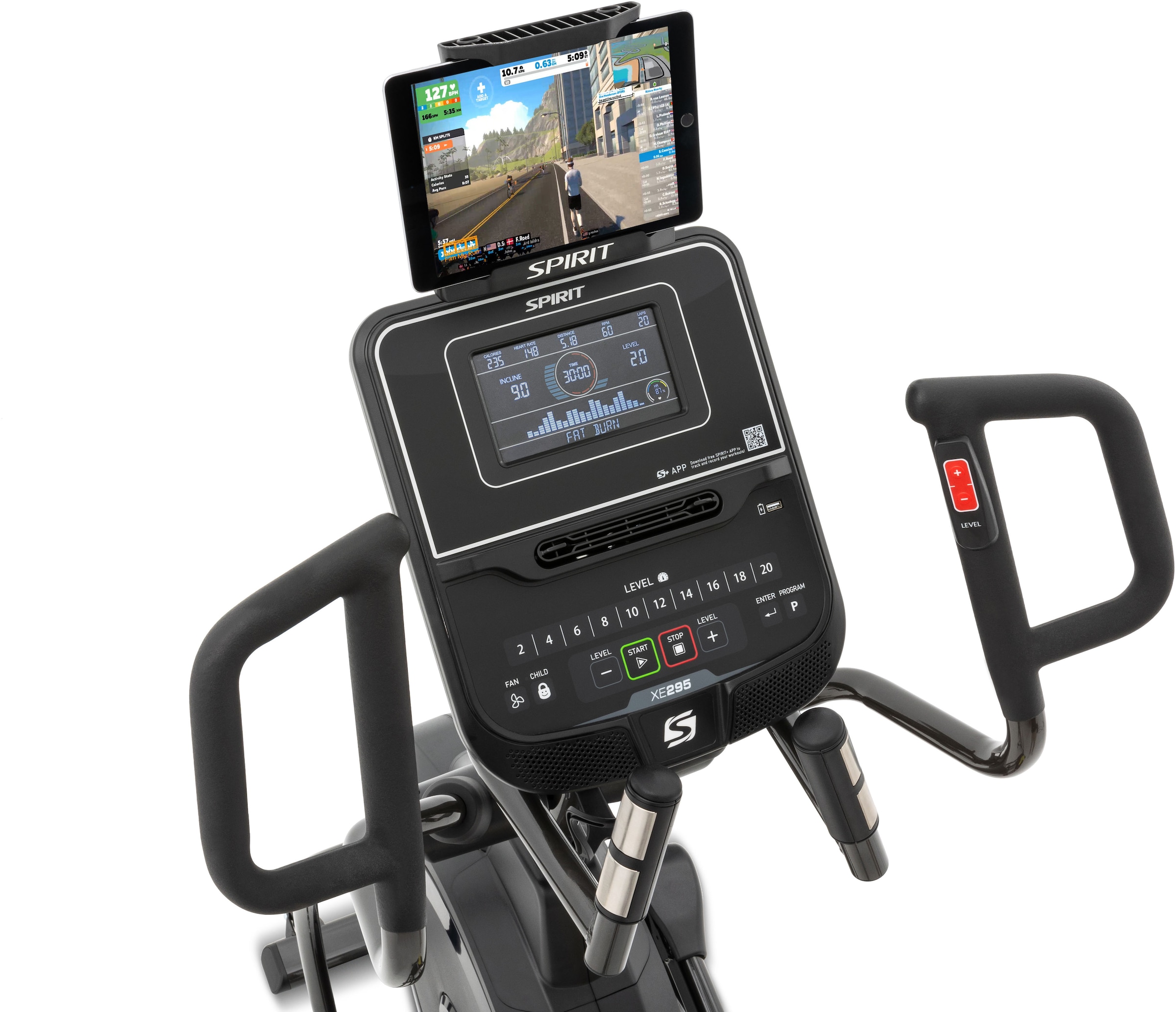 Spirit Fitness Ellipsentrainer »Spirit Fitness XE295« magn. Widerstand, App-Konnektivität, neigbare Pedale (drei Stufen)