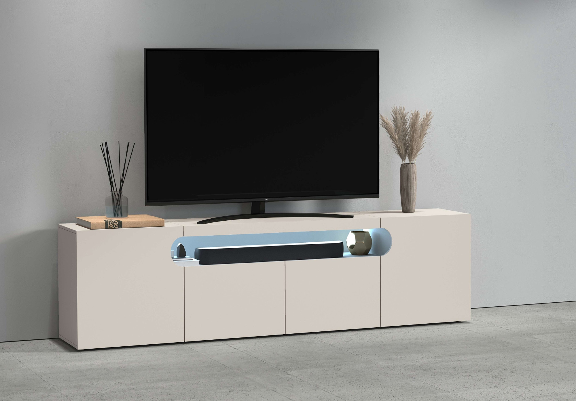 OTTO home Lowboard »REAL,Lowboard,TV-Kommode,TV-Möbel,TV-Bank« 1 Stk. tlg. Mit 4 Türen, davon 2 abgerundet, die ein ovales offenes Fach bilden