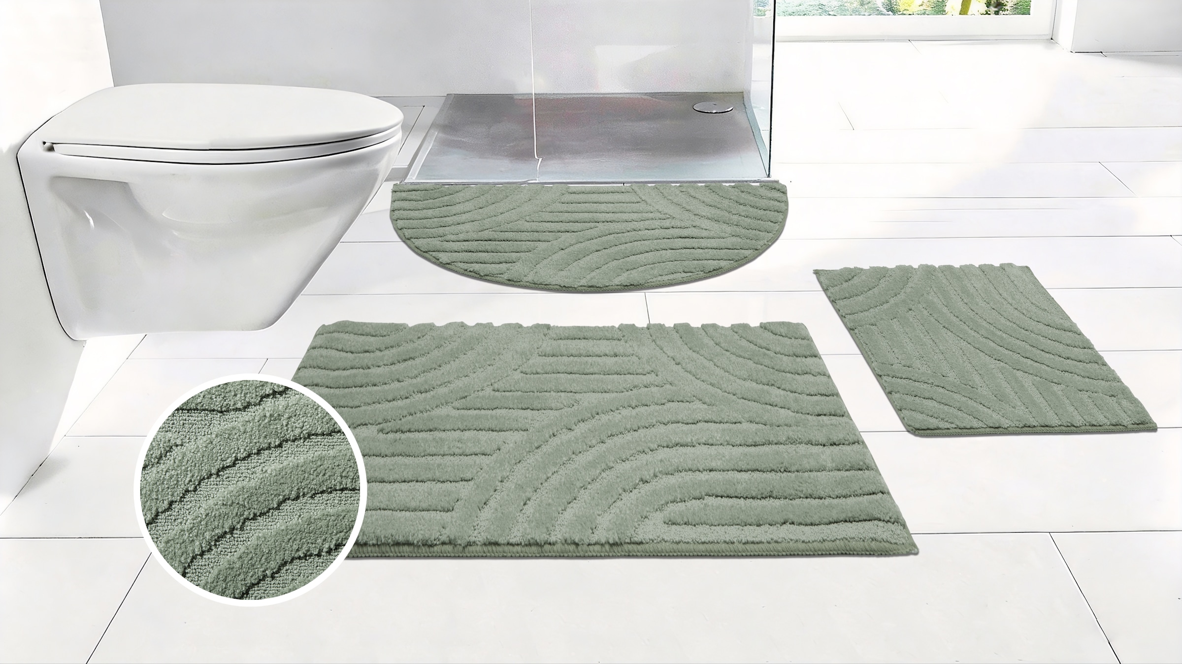 OTTO home Badematte »Regona Scandi, Badvorleger, Badezimmer Teppich, Duschvorleger« Höhe 10 mm rutschhemmend beschichtet strapazierfähig Badteppich, Uni Farben, Hoch-Tief-Effekt, modernes Muster, Zen