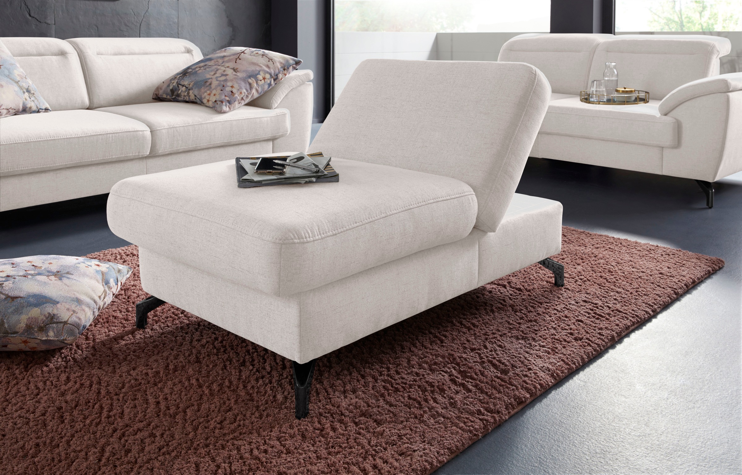 sit&more Hocker »Percy« Fußhöhe 12 cm, mit Klappfunktion, wahlweise in 2 Fußfarben