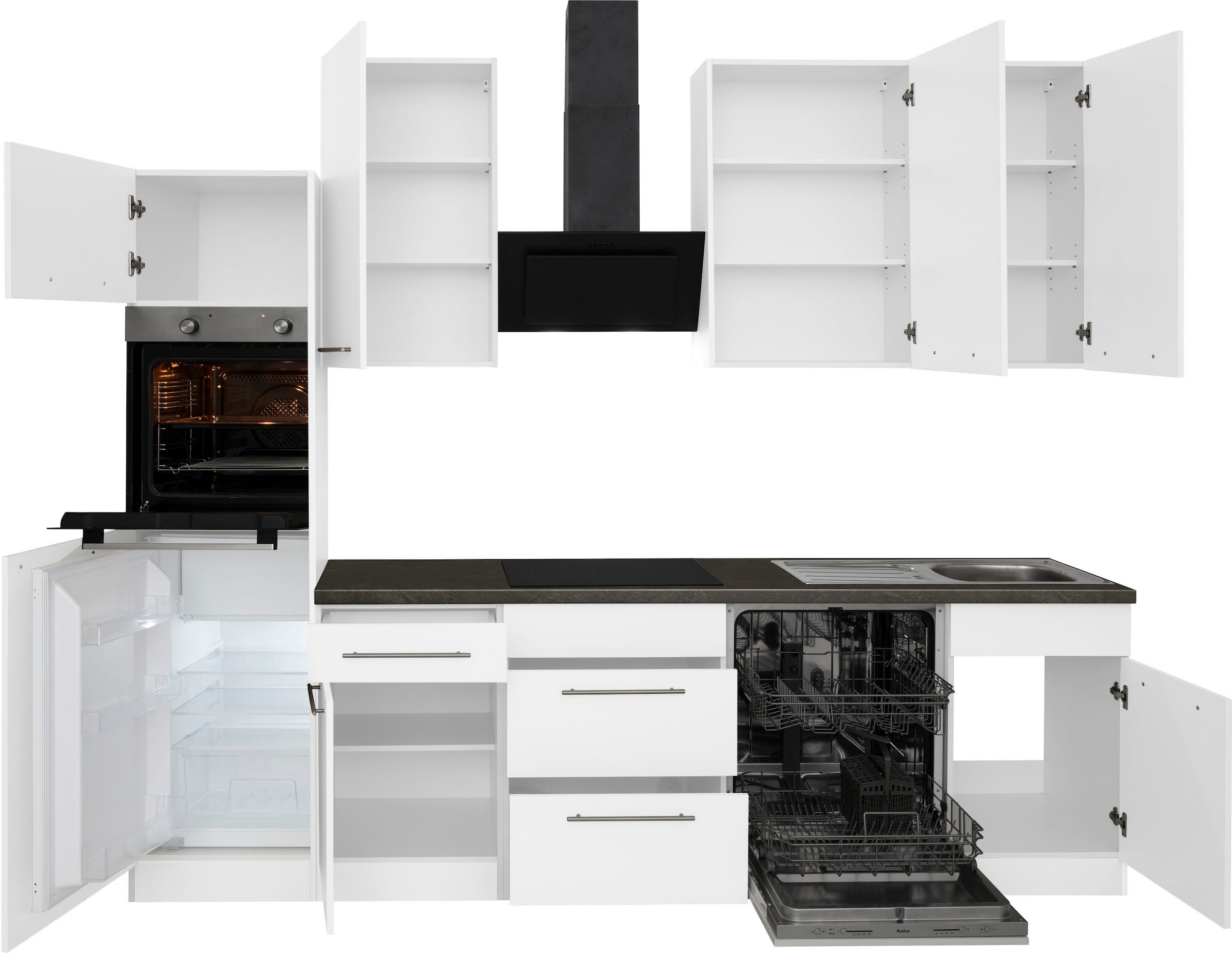 wiho Küchen Küchenzeile »Unna« mit E-Geräten, Breite 280 cm