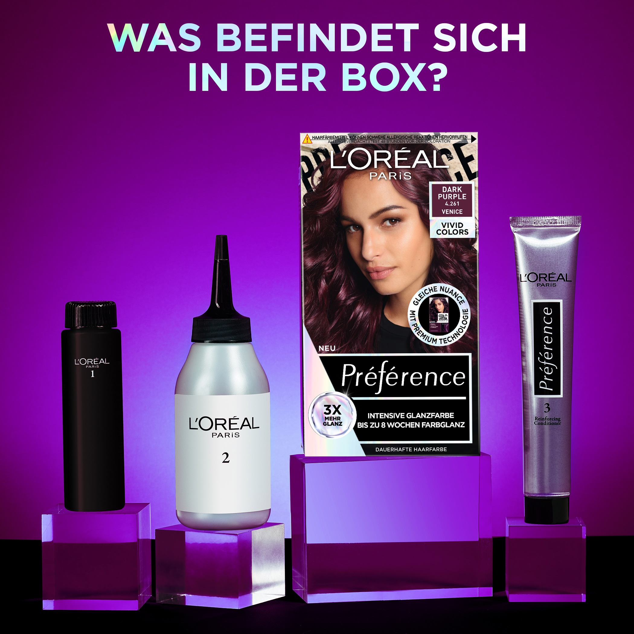 L'ORÉAL PARIS Coloration »Préférence Vivid Colors«, (Packung, 3 tlg.), mit pflegender Formel