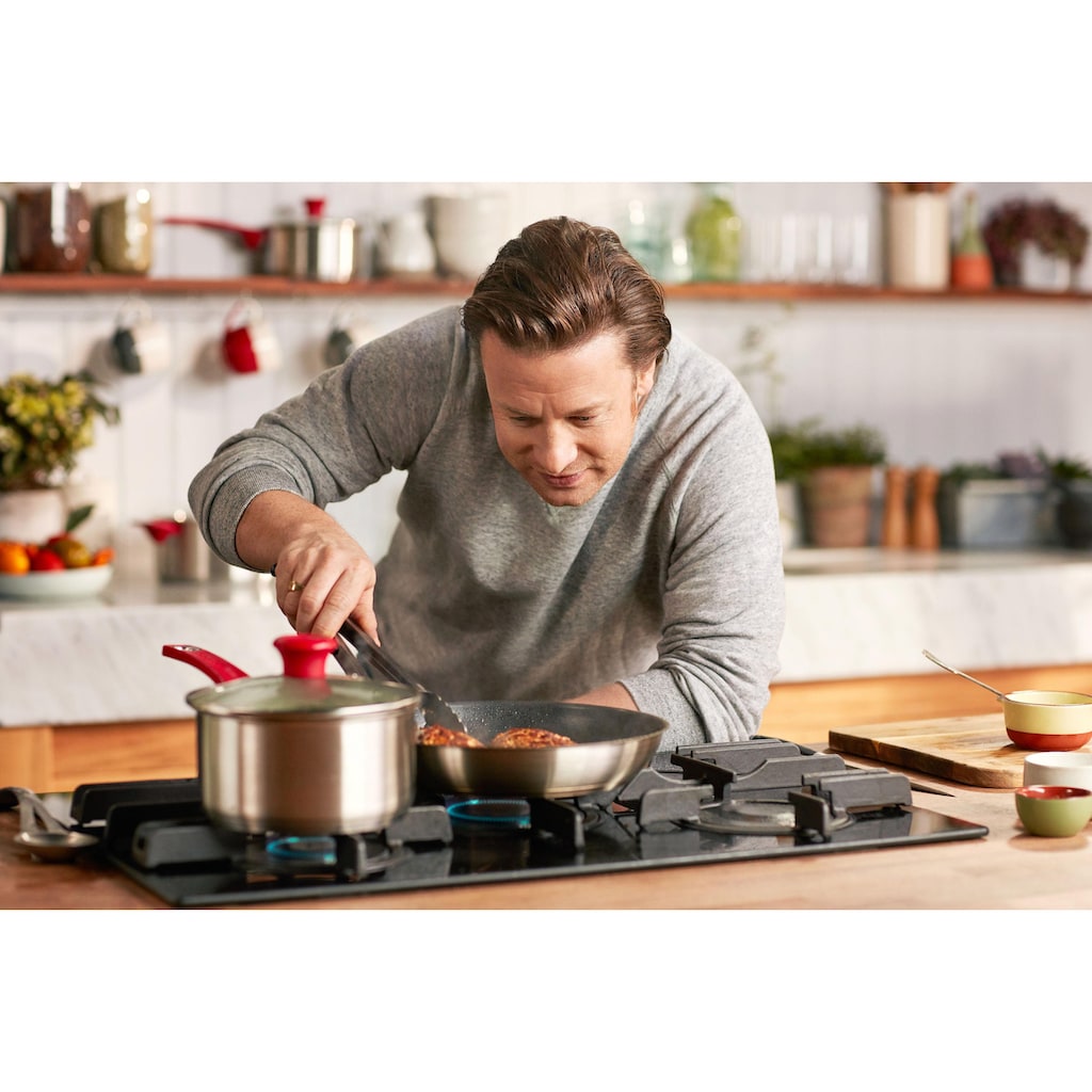 Tefal Topf-Set »Tefal by Jamie Oliver Mainstream«, Edelstahl, (Set, 8 tlg., Bratentopf 24 cm, Stielkasserolle 16/18 cm, Bratpfanne 24/28 cm)