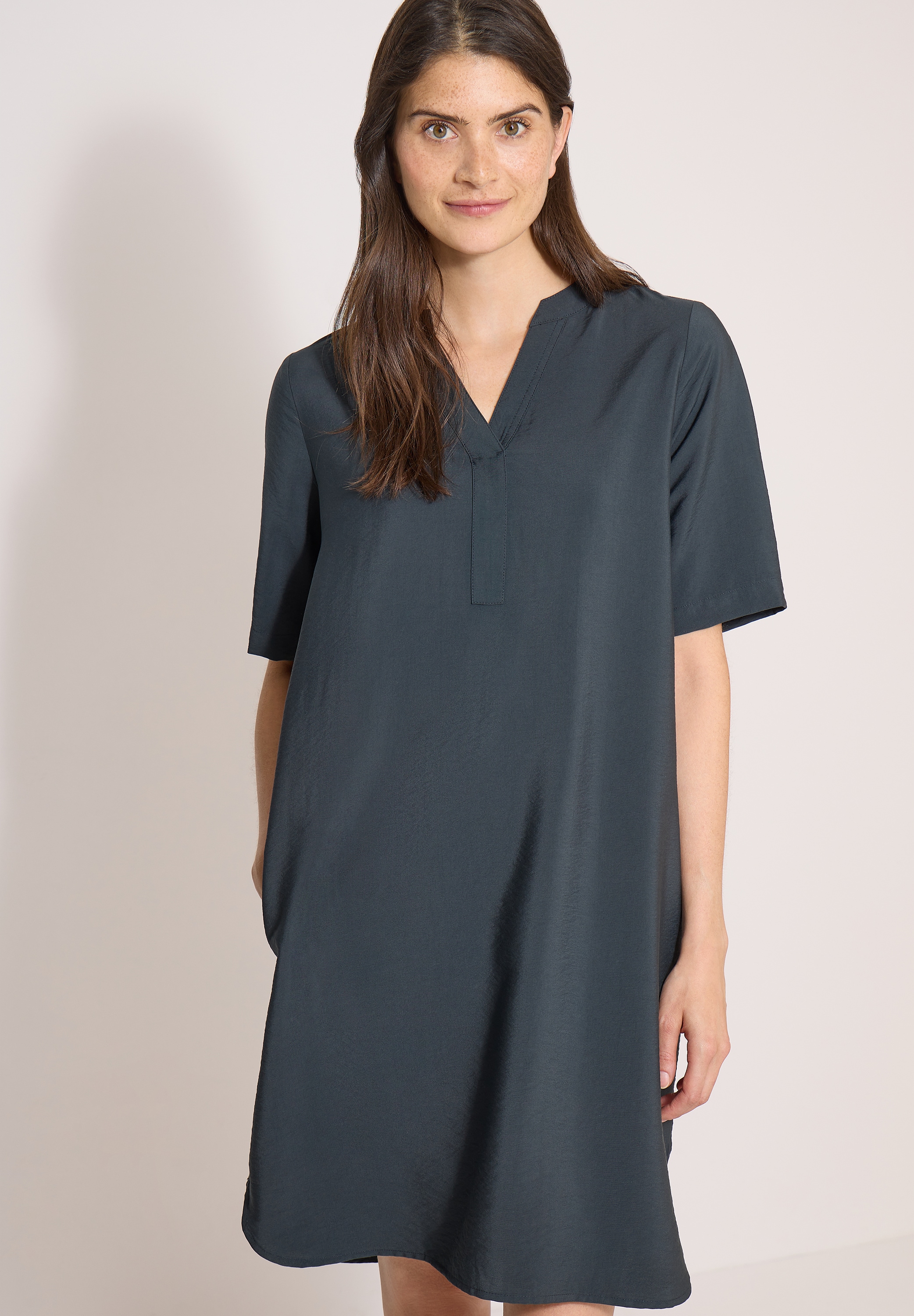 Cecil Sommerkleid Eingrifftaschen Viskosemix, Split Neck, knieumspielend