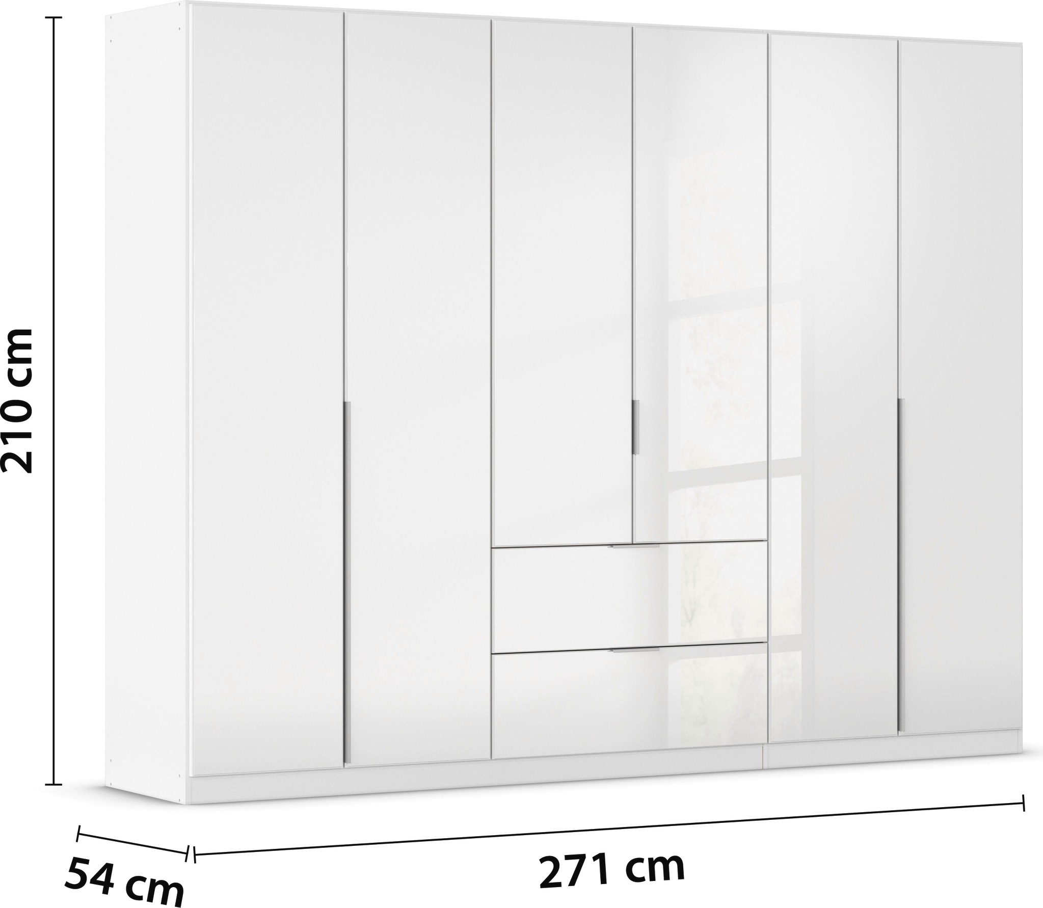rauch Drehtürenschrank »Kleiderschrank Kleiderschränke Schrank Garderobe AGORDO mit Glasfront«, (in zwei Griff-Farben mit Glasfront), mit Außenschubkästen, in 6 Breiten und 2 Höhen MADE IN GERMANY