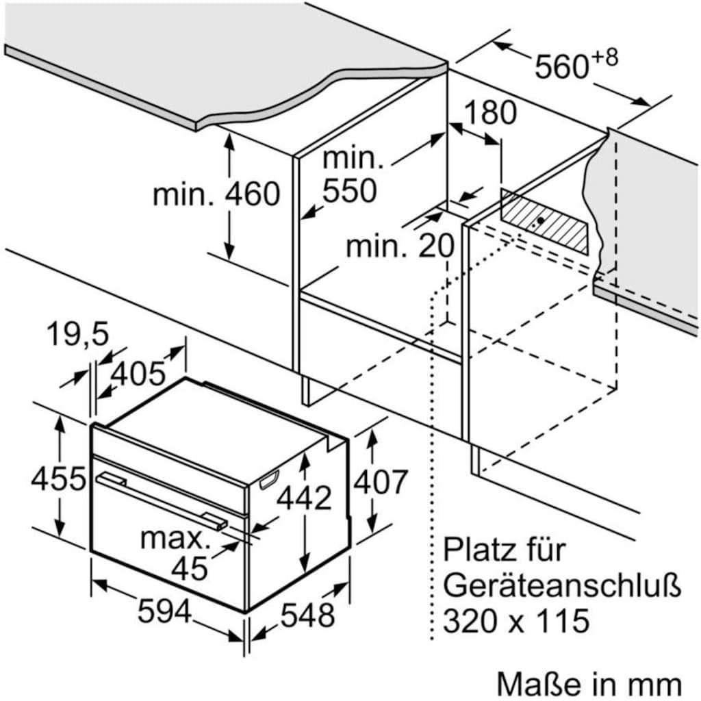 BOSCH Einbaubackofen »CBG635BS3«, 8, CBG635BS3, mit Teleskopauszug nachrüstbar, ecoClean Direct