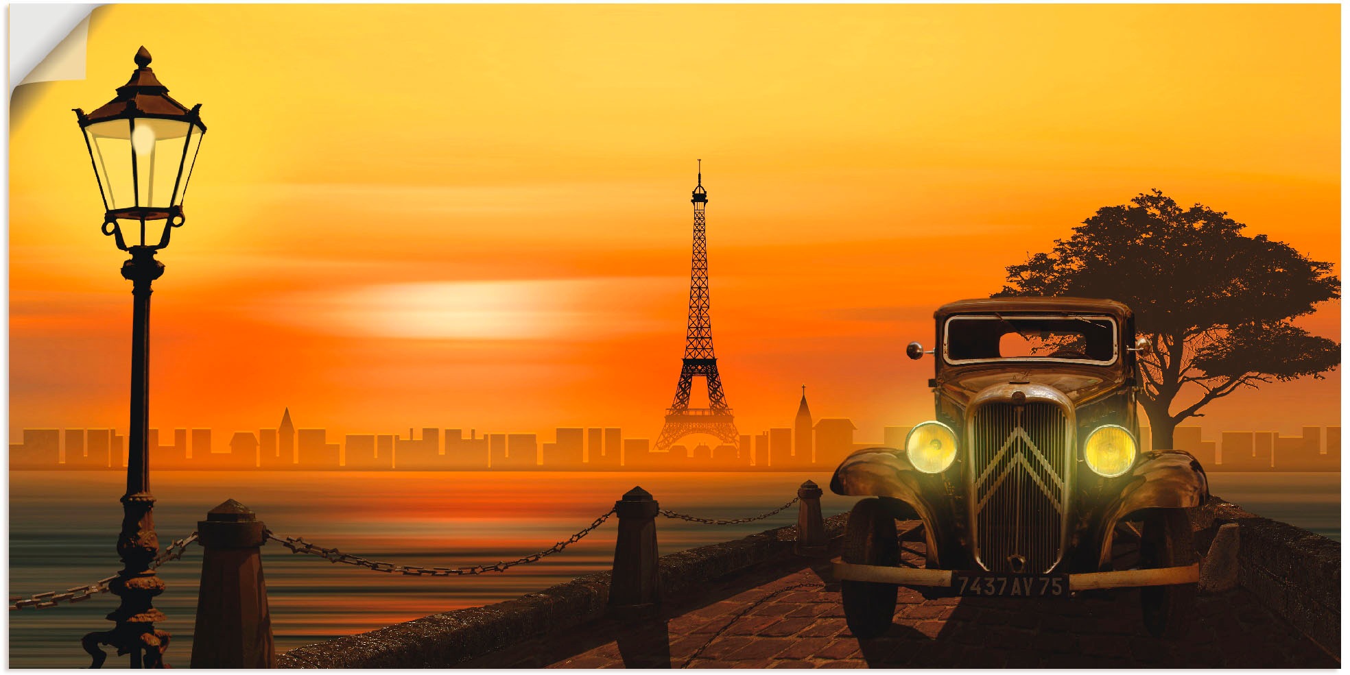 Artland Wandbild »Paris Nostalgie«, Auto, (1 St.), in vielen Größen & Produktarten -Leinwandbild, Poster, Wandaufkleber / Wandtattoo auch für Badezimmer geeignet