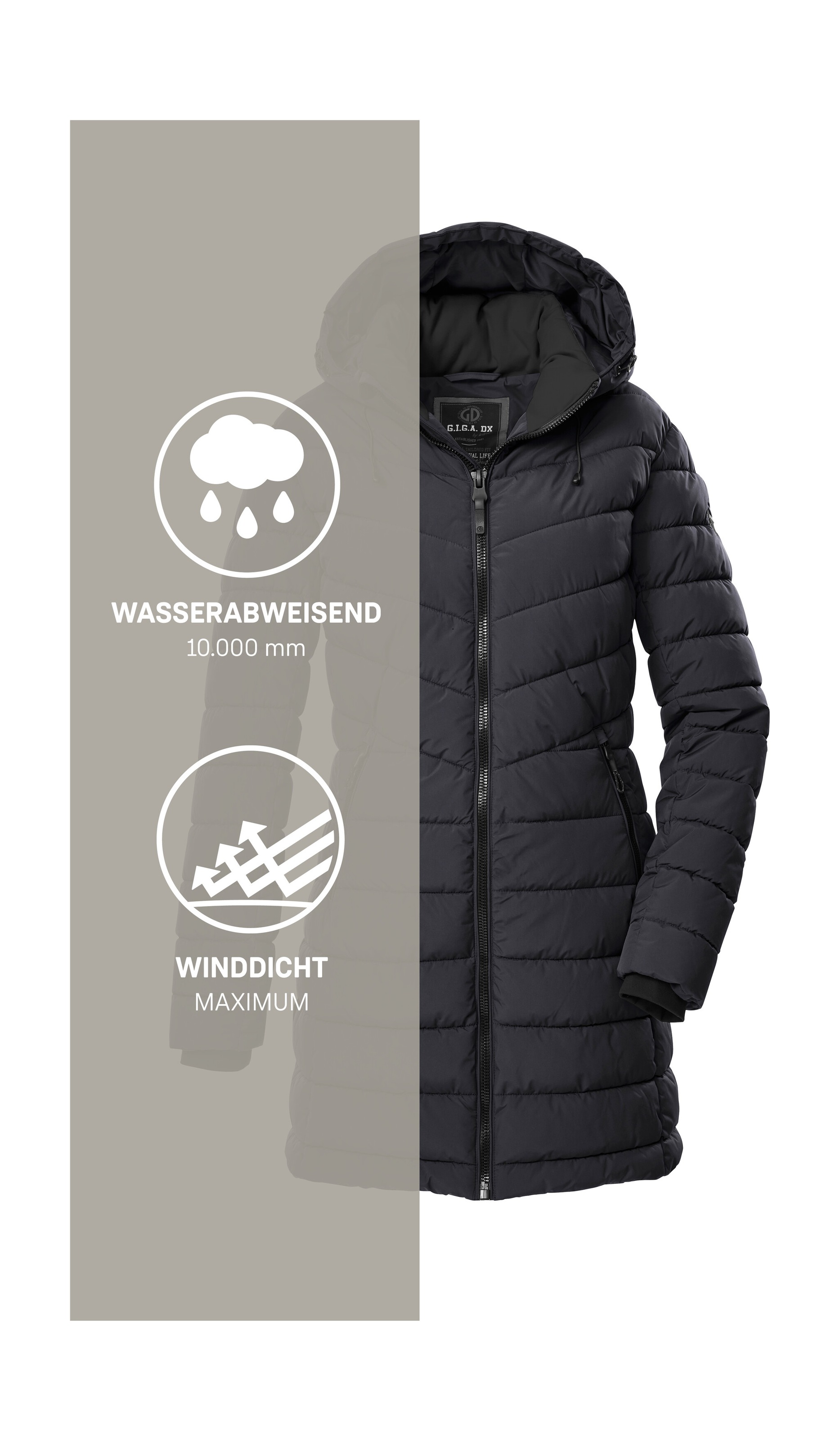 G.I.G.A. DX by killtec Steppmantel »GW 74 WMN QLTD PRK«, Wasserabweisender, winddichter Steppparka mit abnehmbarer Kapuze