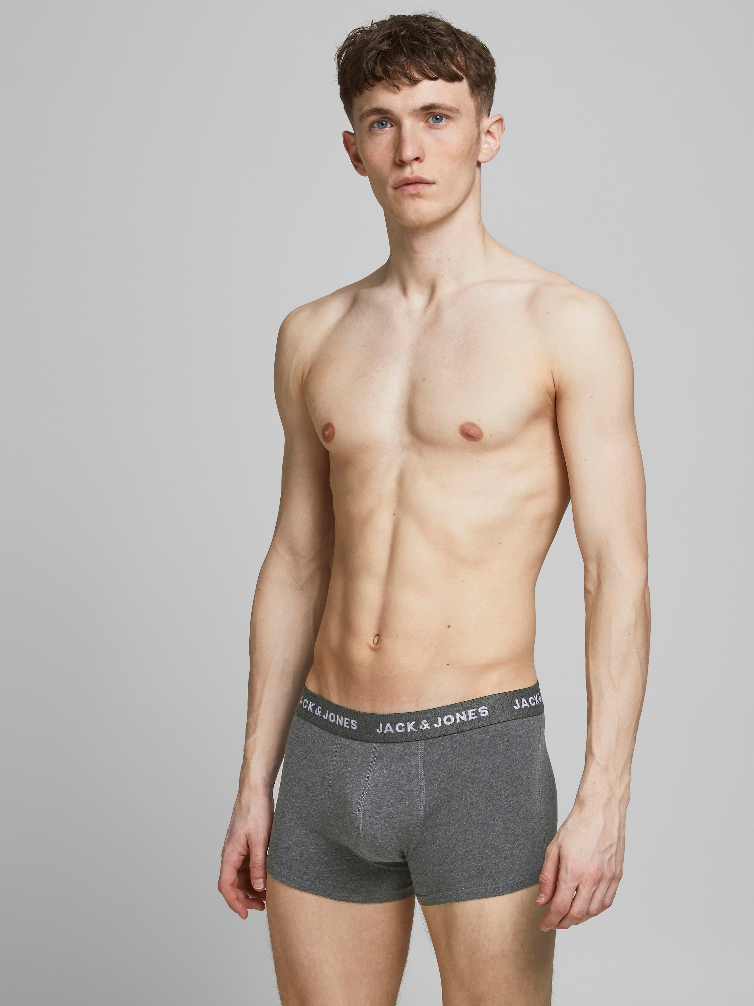 Jack & Jones Trunk »JACSOLID   Stretchkomfort, elastisch, bequem mit sportlichem Look« Packung, 12 Stk. bedruckt, modisch, eng anliegend, Baumwollmischung, Bündchen