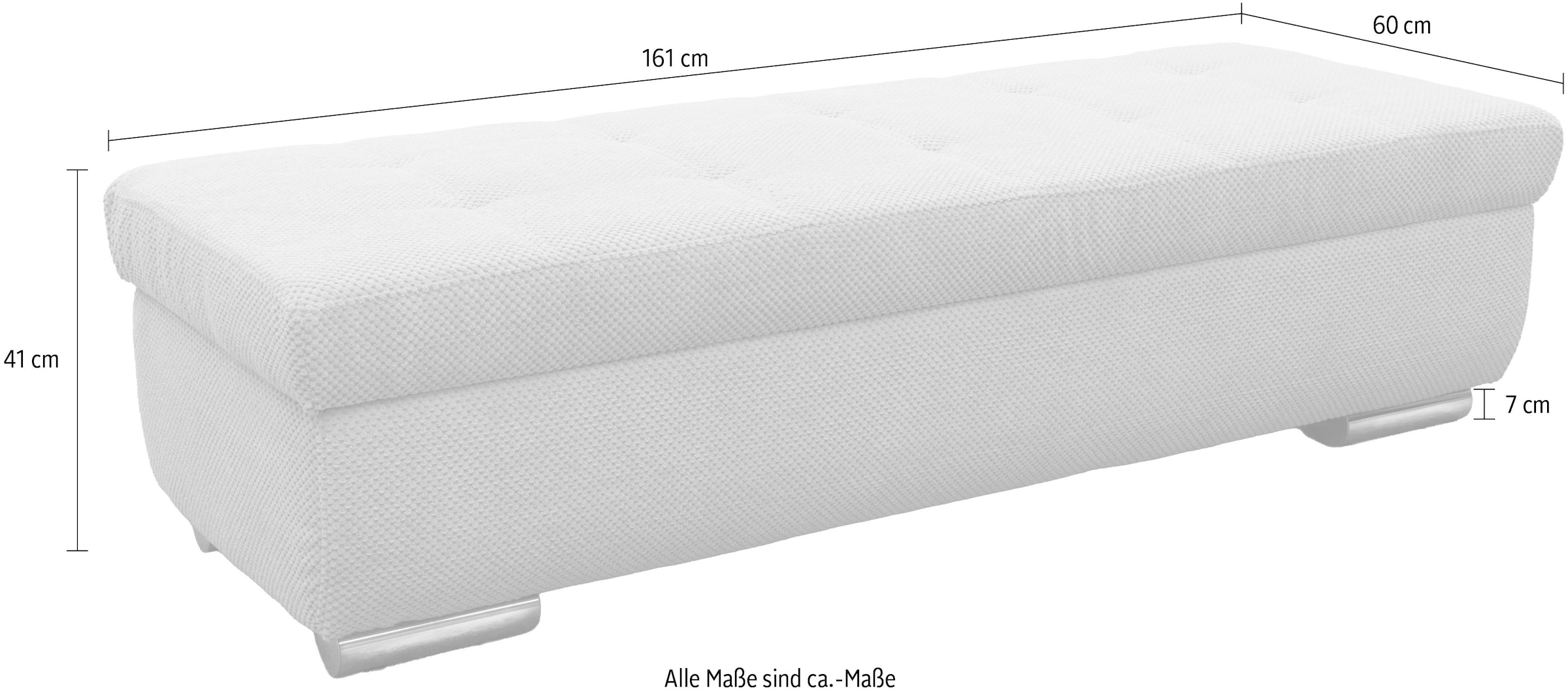 OTTO home Hocker »Torrnby, 161 cm breit, extra groß mit großem Staufach« aus Luxus-Microfaser oder haustierfreundlichem Pet Friendly Bezug