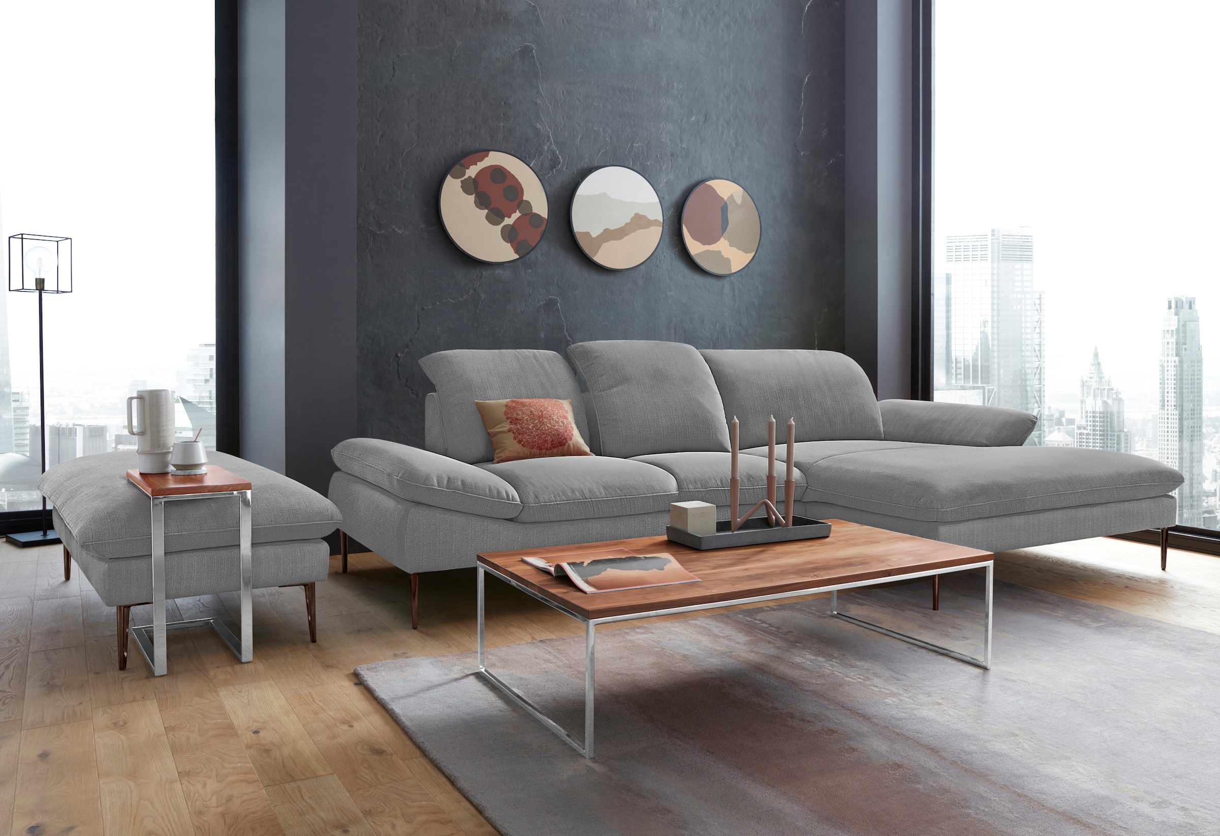 W.SCHILLIG Ecksofa »enjoy&MORE, Designsofa, bequem, zeitlos und elegant, L-Form« Sitztiefenverstellung, Füße bronze pulverbeschichtet, Breite 310 cm