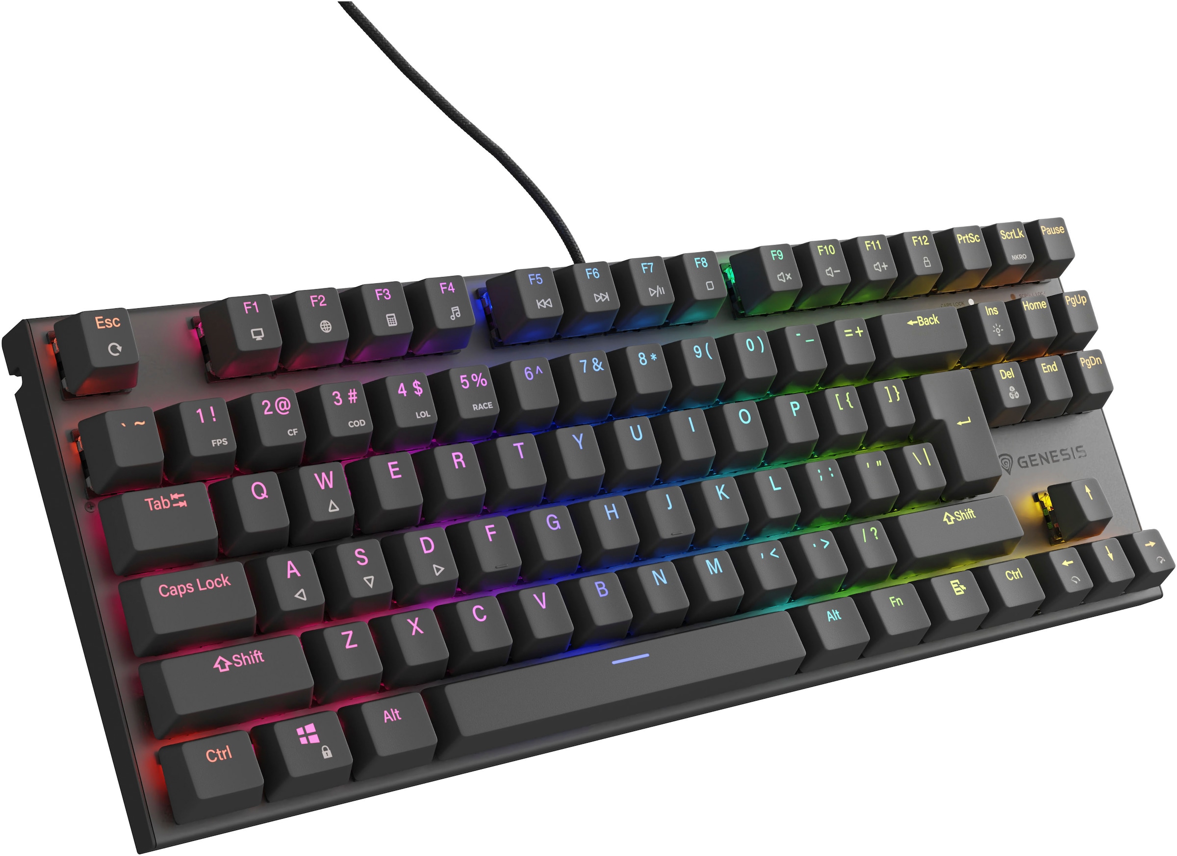 Genesis Gaming-Tastatur »THOR 303 TKL«, (Antirutsch-Füße-USB-Anschluss-Funktionstasten-Profil-Speicher-Windows-Sperrtaste-Multimedia-Tasten-Makrotasten)