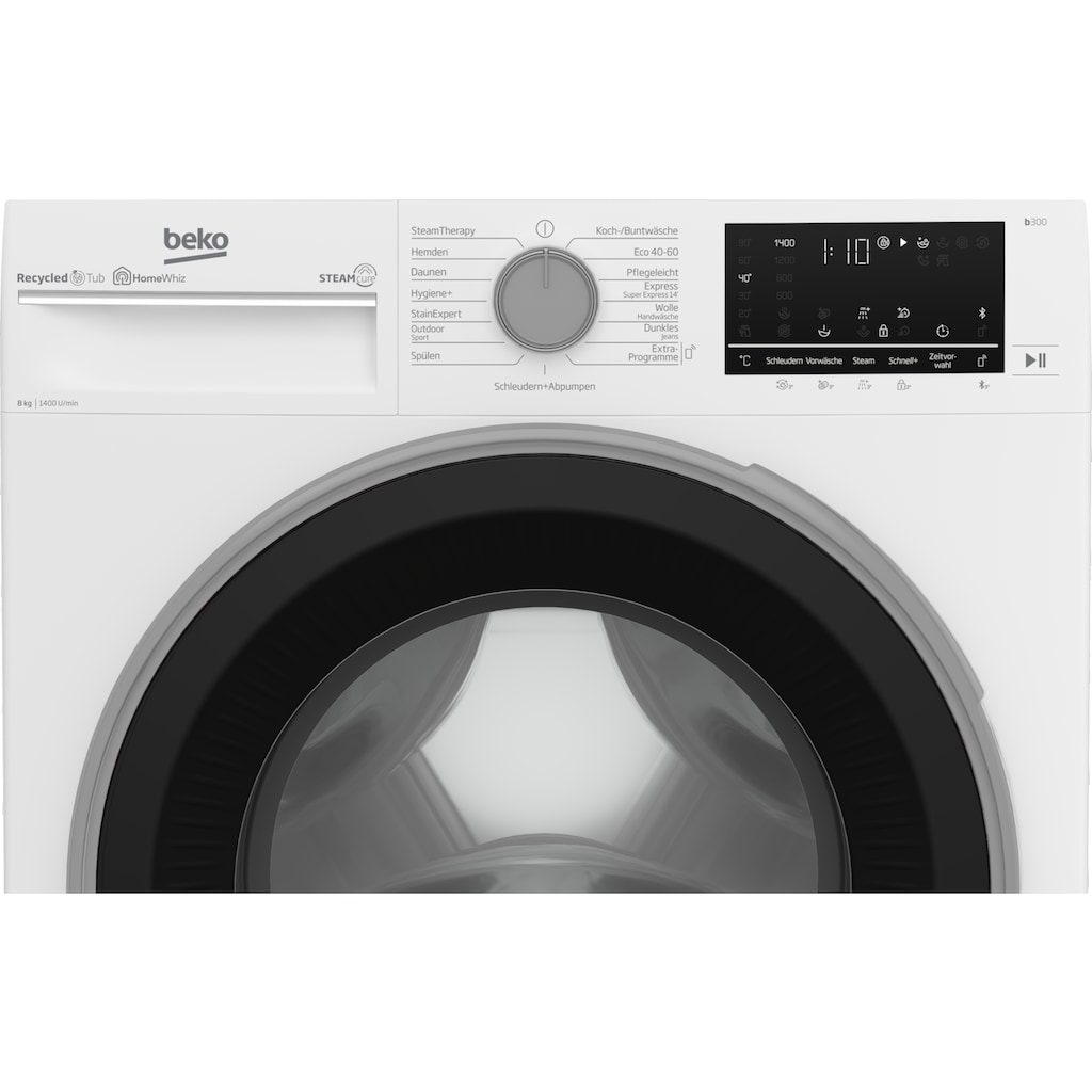 BEKO Waschmaschine, b300, B3WFU58415W1, 8 kg, 1400 U/min, SteamCure - 99% allergenfrei