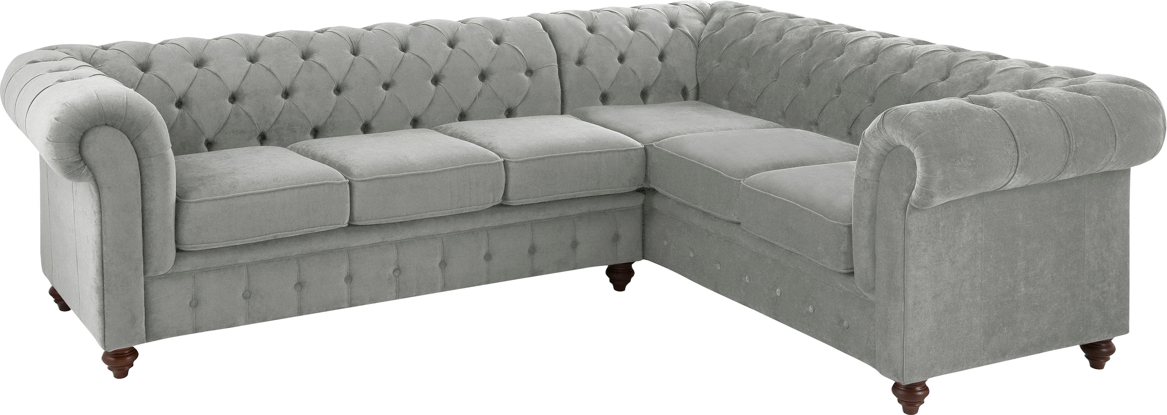 Chesterfield-Sofa »Duc Ecksofa L-Form«, hochwertige Knopfheftung im Rücken, Samtoptik...