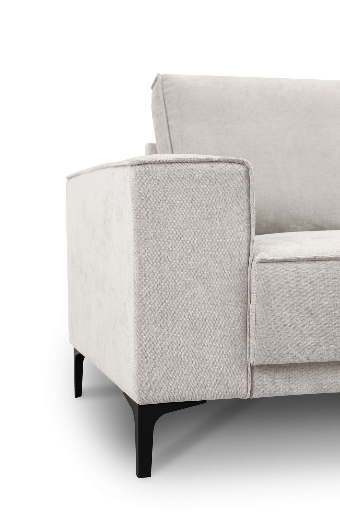PLACES OF STYLE Ecksofa »Polsterecke Oland, Struktur, Flachgewebe, Luxus-Microfaser, Boucle« L-Form, 289 cm, Wellenunterfederung, Skandi-Design, Metallfüße