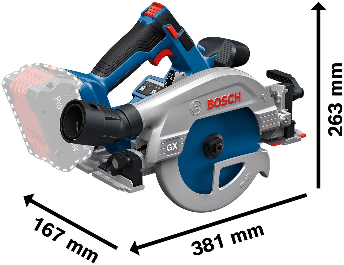 Bosch Professional Akku-Handkreissäge »GKS 18V-57-2 GX«, inkl. Führungsschiene FSN 44, ohne Akku und Ladegerät