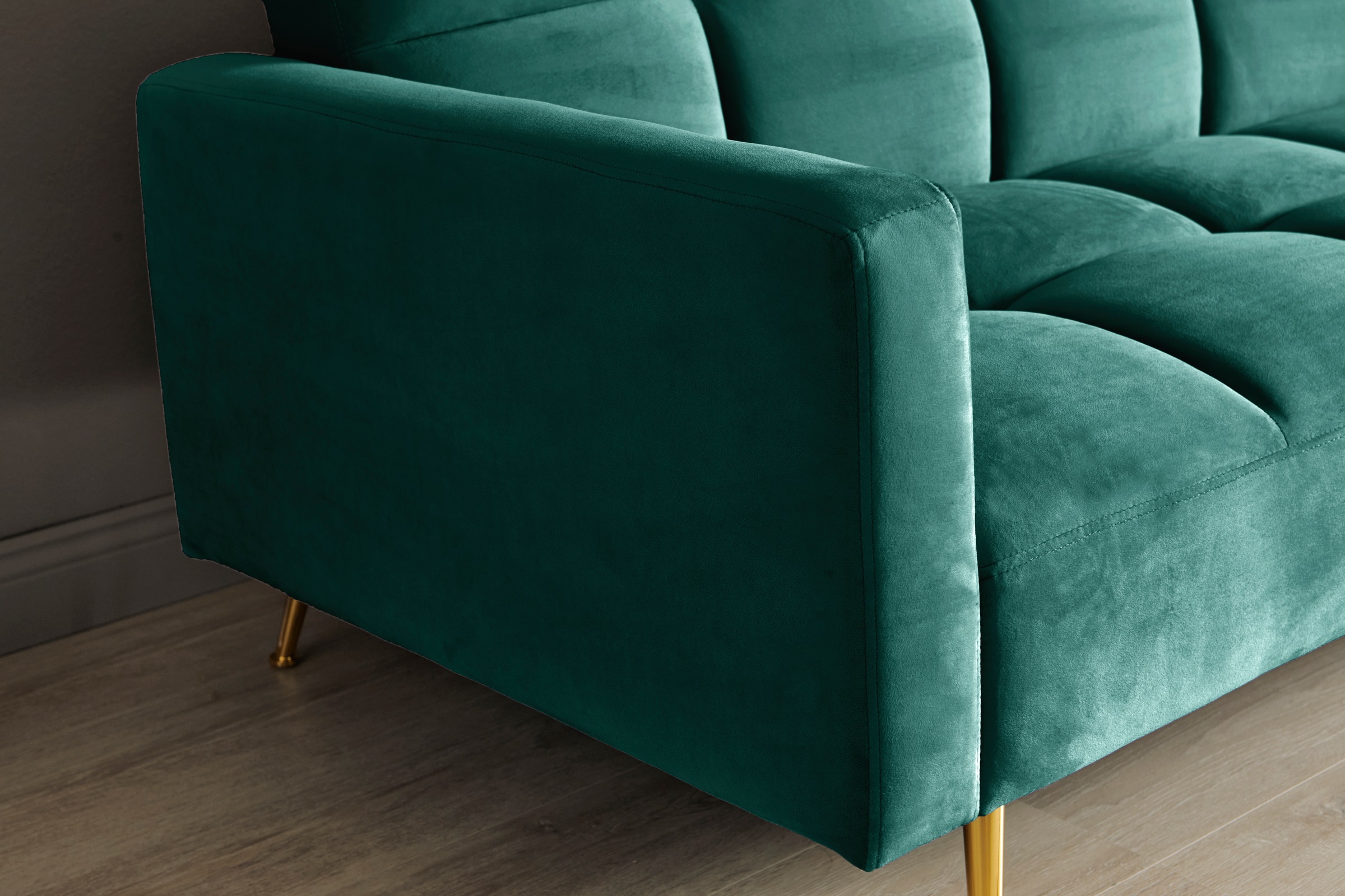 Jahnke Schlafsofa »CHILLAX POSH« mit Schlaffunktion, edler Samtstoff & Füße im Gold-Look, Breite 213 cm