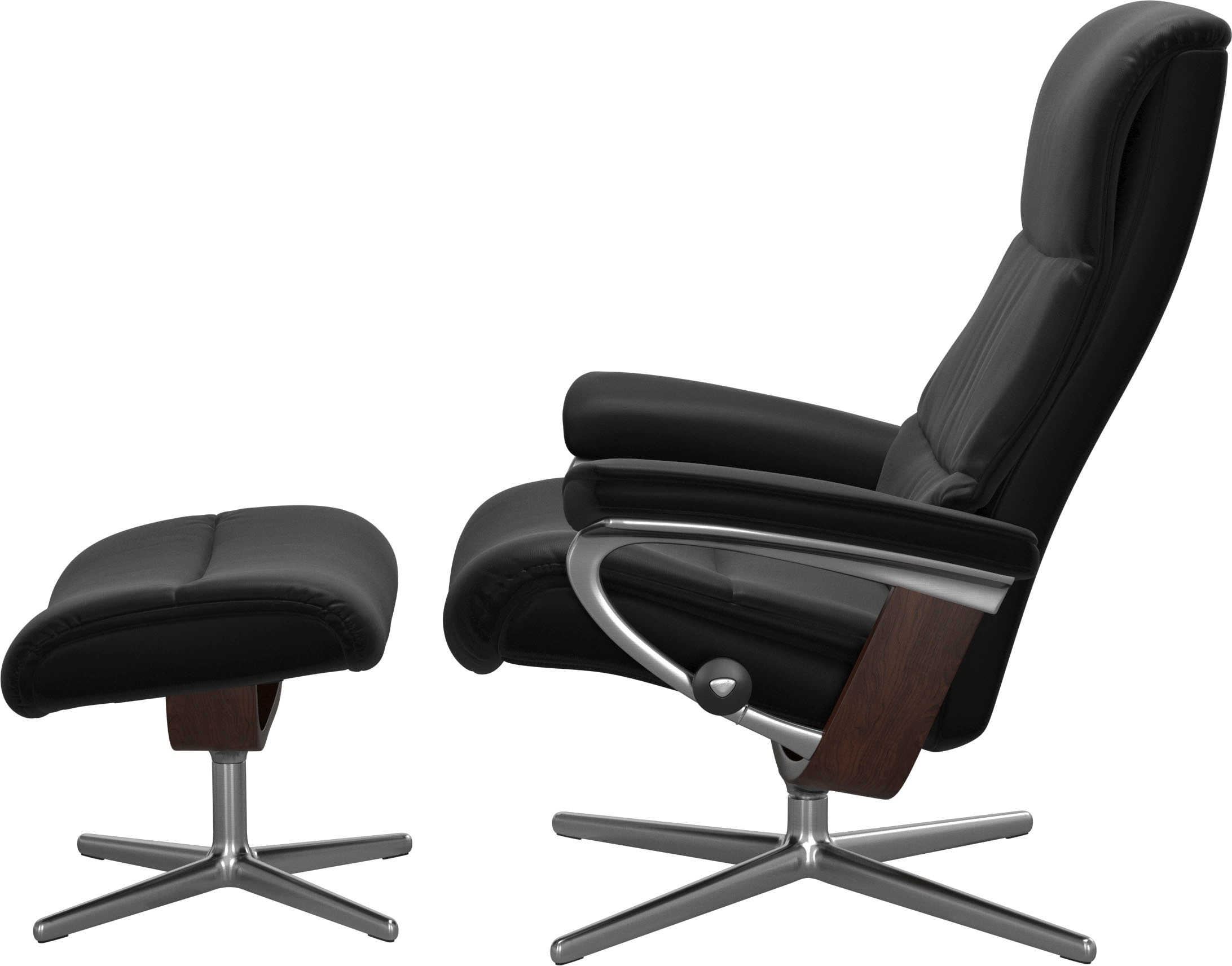 Stressless® Relaxsessel »View« Set, Relaxsessel mit Hocker,  mit Hocker, mit Cross Base, Größe S, M & L, Holzakzent Braun