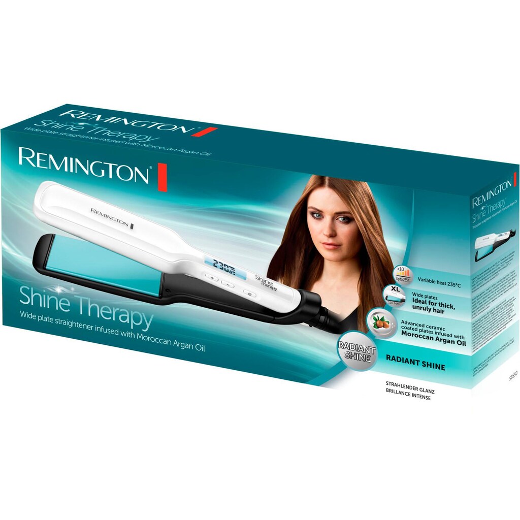 Remington Glätteisen »S8550 Breiter Shine Therapy Haarglätter«, Keramik-Beschichtung