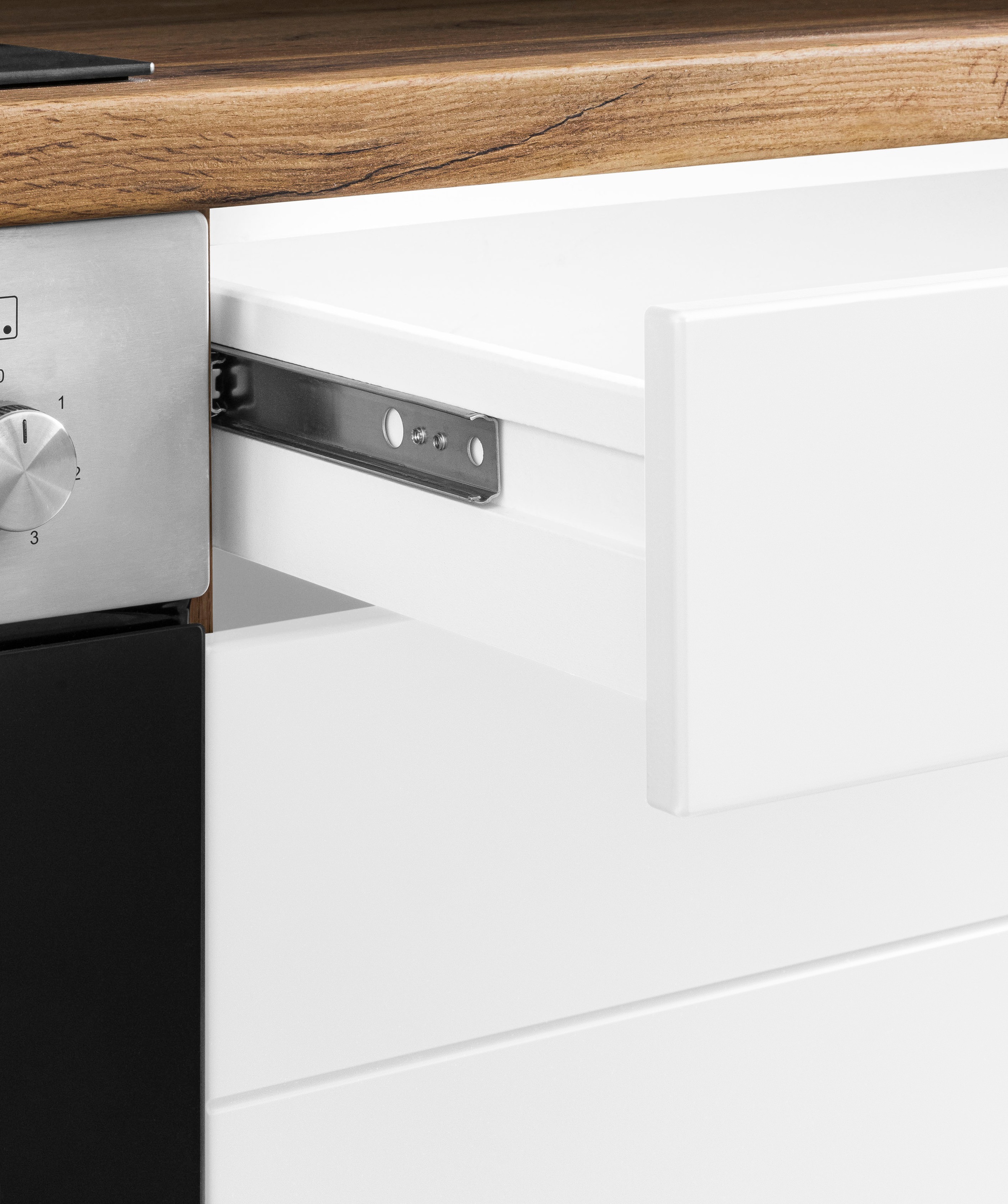 KOCHSTATION Küchenzeile »KS-Luhe« 300 cm breit, wahlweise mit oder ohne E-Geräten, gefräste MDF-Fronten