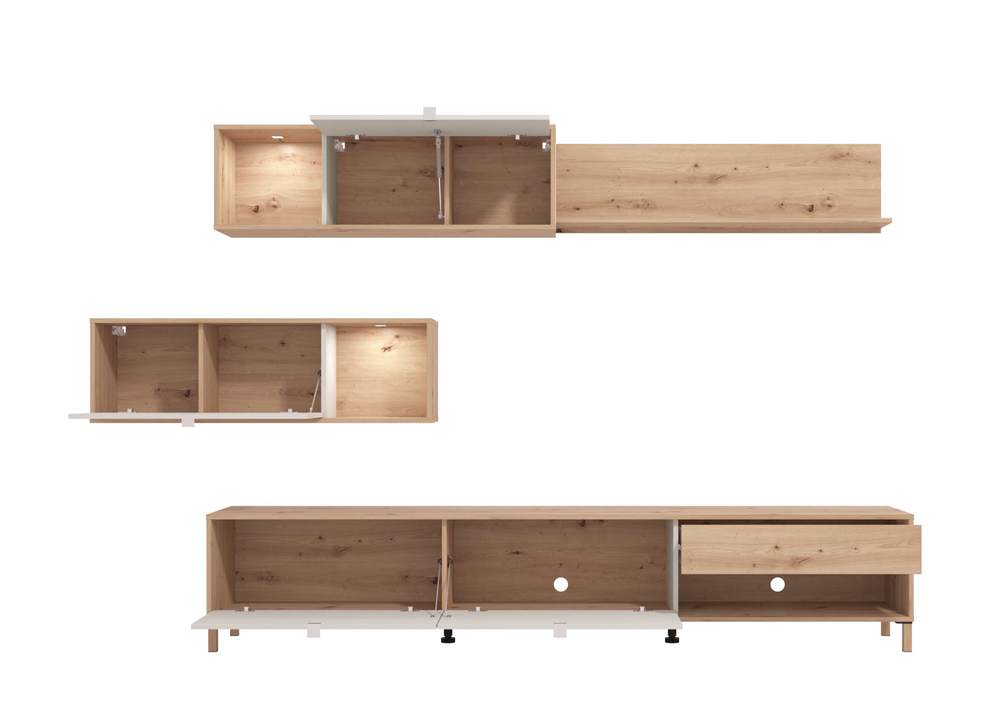 Home affaire Wohnwand »Norwich Anbauwand, Wohnkombination, Wohnzimmer-Set« 4 Stk. tlg.