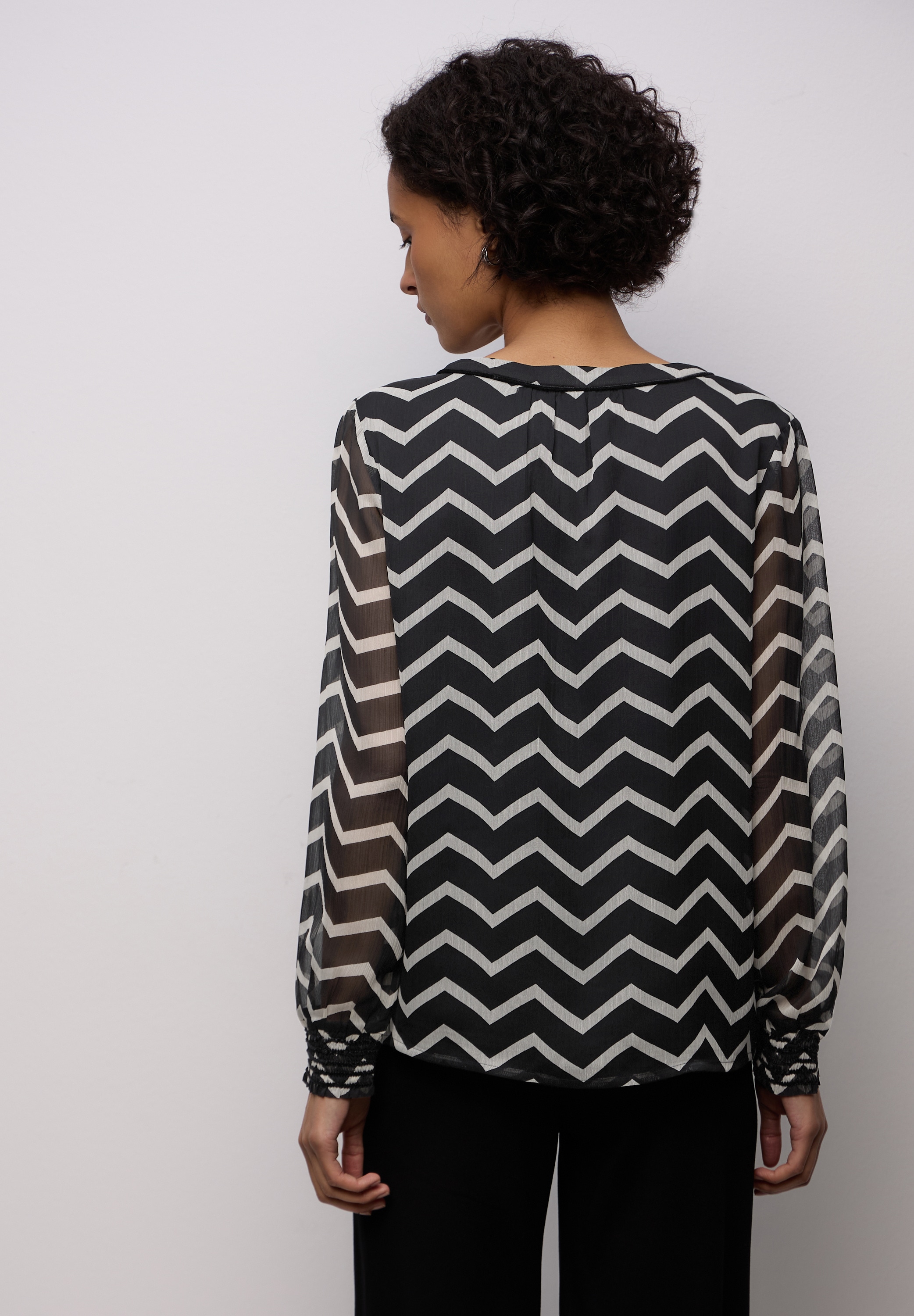 STREET ONE Chiffonbluse Langarm mit elastischen Bündchen