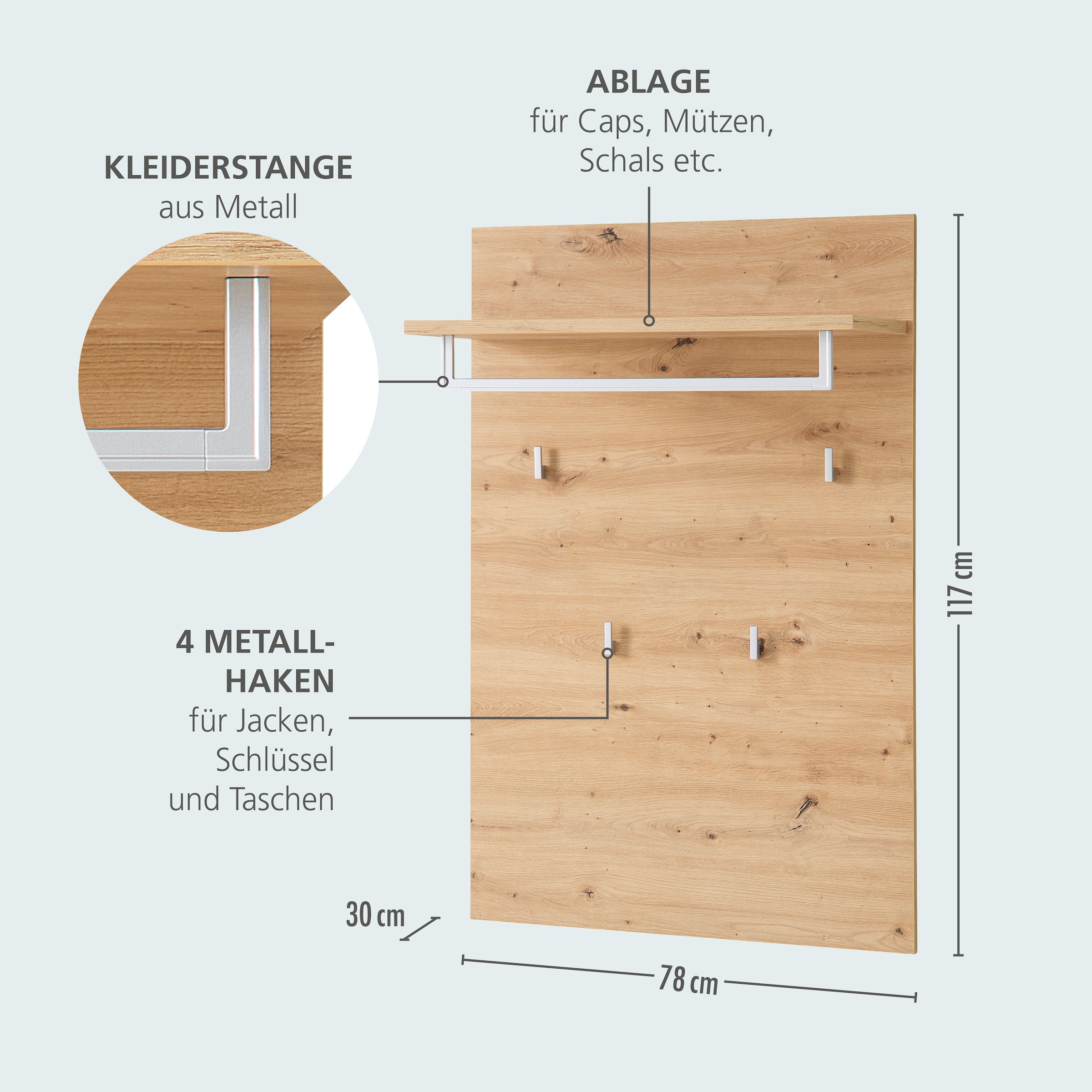 Innostyle Garderoben-Set »Bari Garderobenprogarmm, BxHxT 206x202x38 cm«, (Set, 4 St.), Besteht aus 4 Typen
