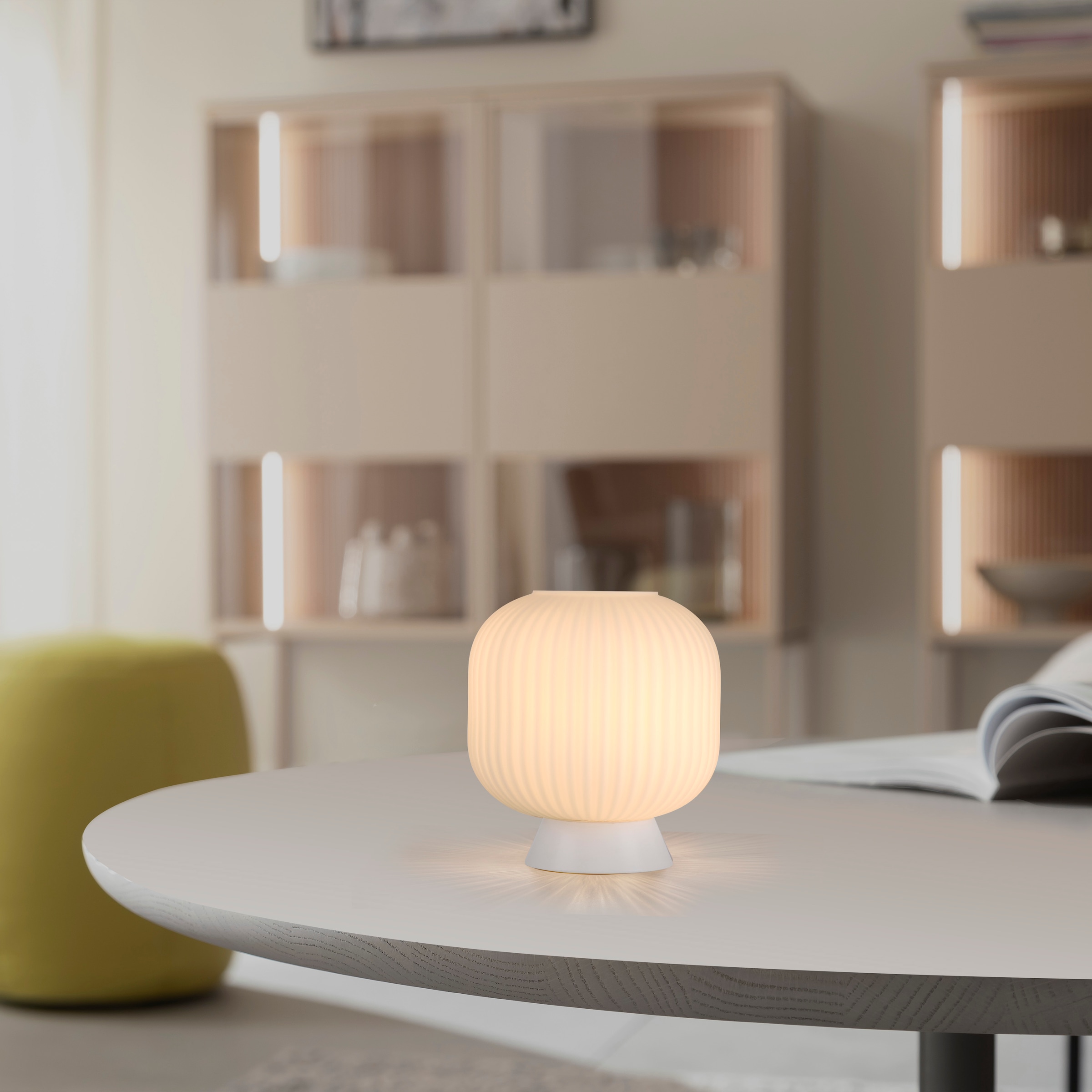 SCHÖNER WOHNEN-Kollektion LED Tischleuchte »NAMI« E27 1 Stk. SCHÖNER WOHNEN Kollektion, Schnurschalter, geriffeltes Glas