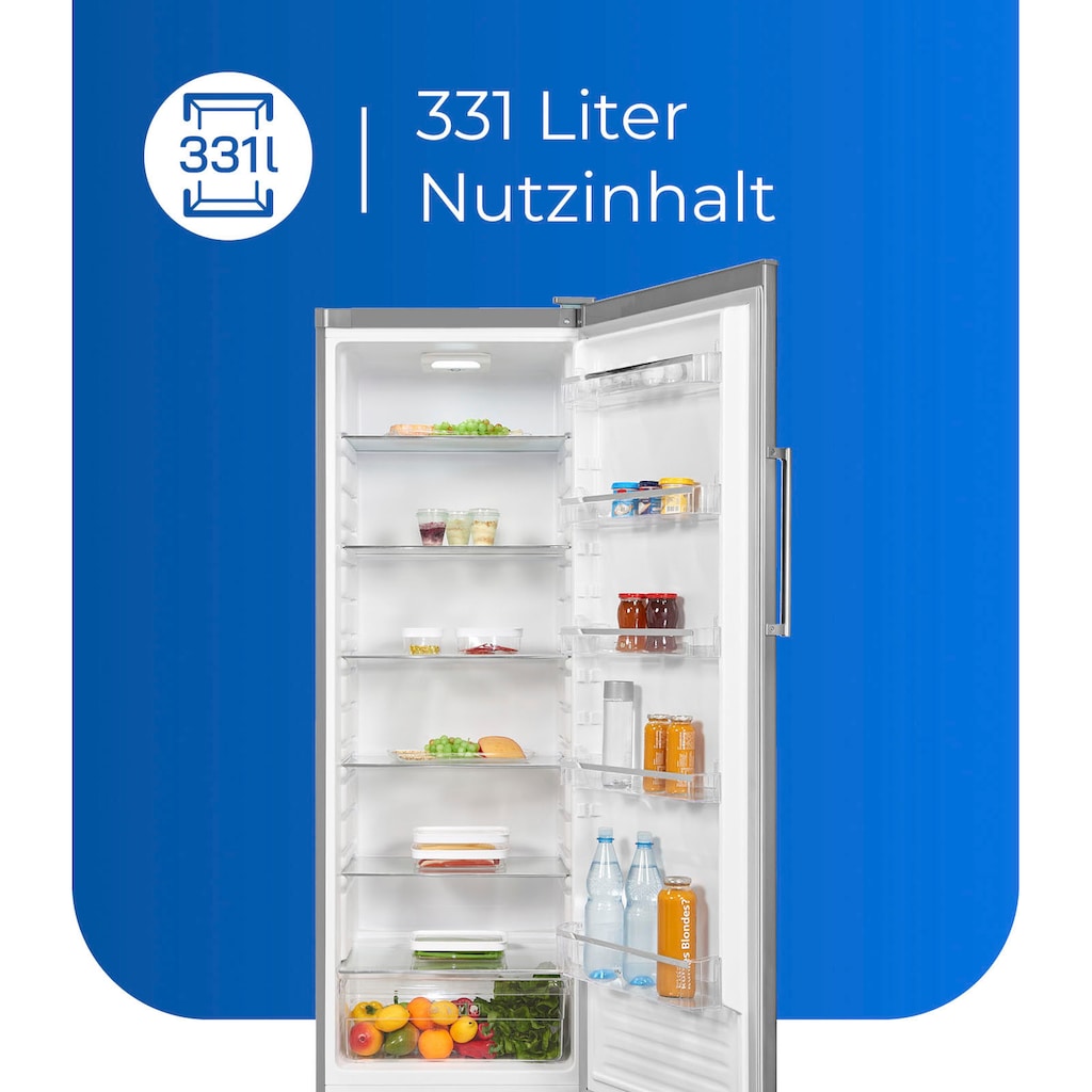 exquisit Kühlschrank »KS350-V-H-040E«, KS350-V-H-040E inoxlook, 173 cm hoch, 60 cm breit