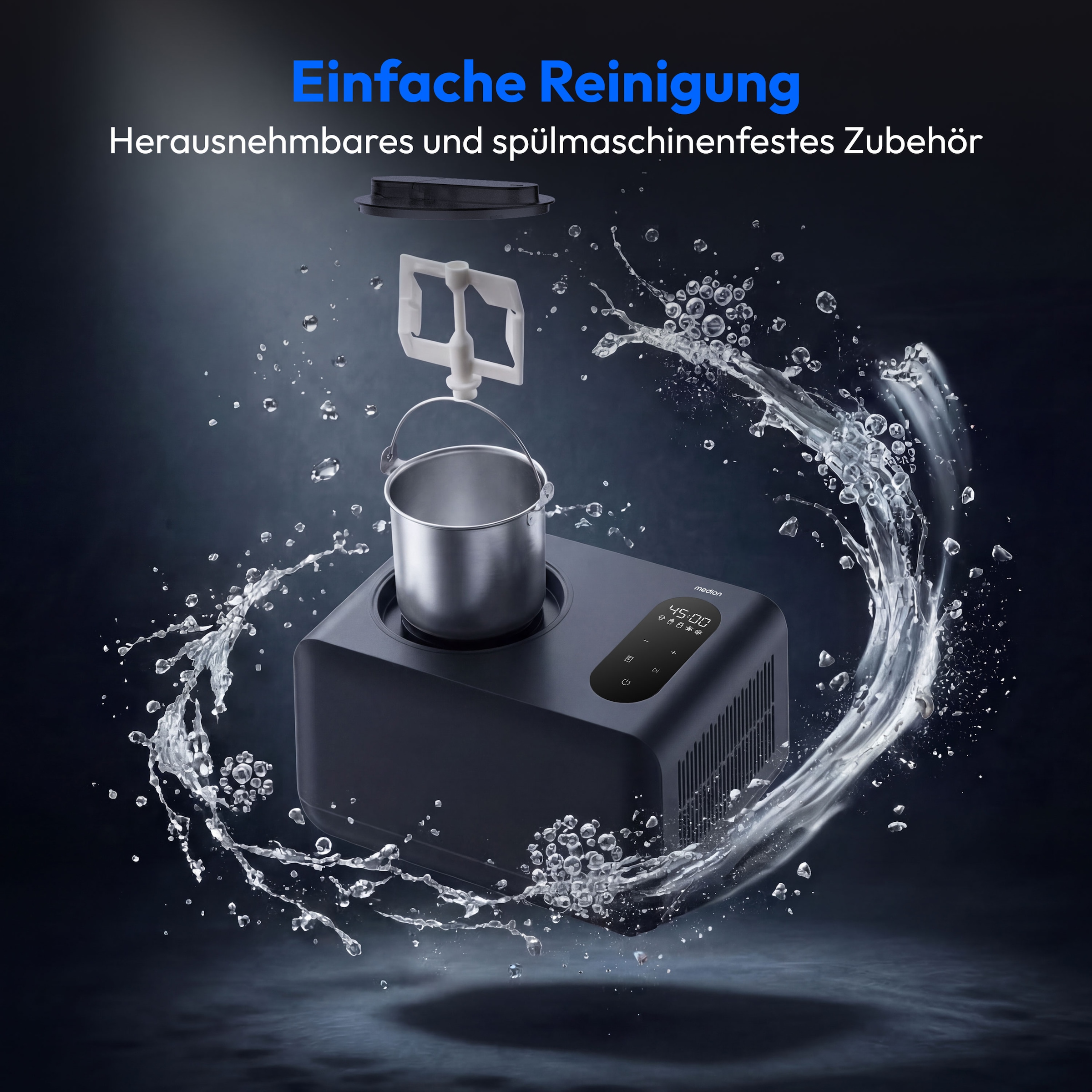 Medion® Eismaschine »MD 100087« 1,5 l 150 W Mixen, Eis, Joghurt oder Slush zubereiten, Eis nachkühlen