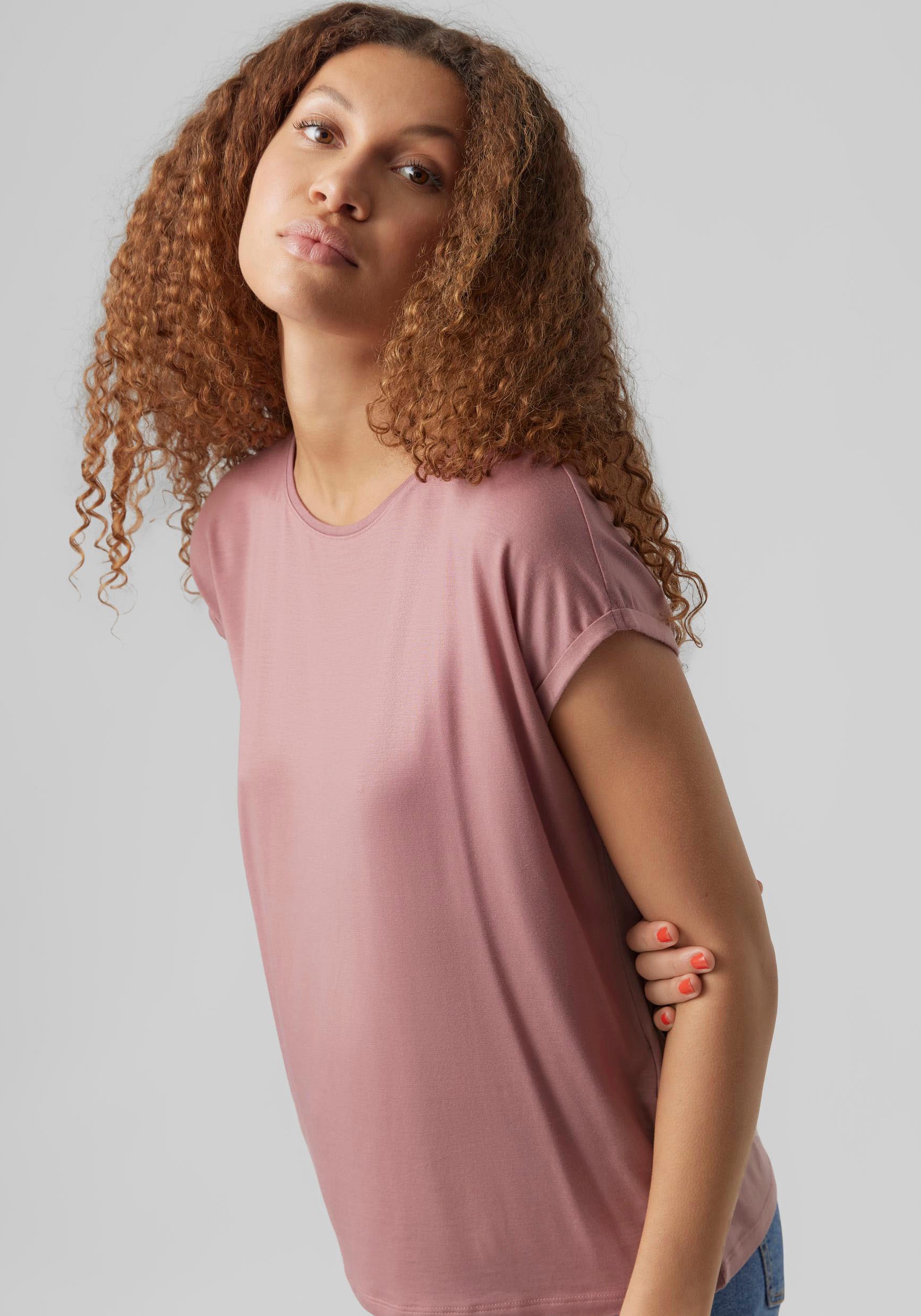 Vero Moda Rundhalsshirt »VMAVA PLAIN SS TOP GAJRS NOOS«
