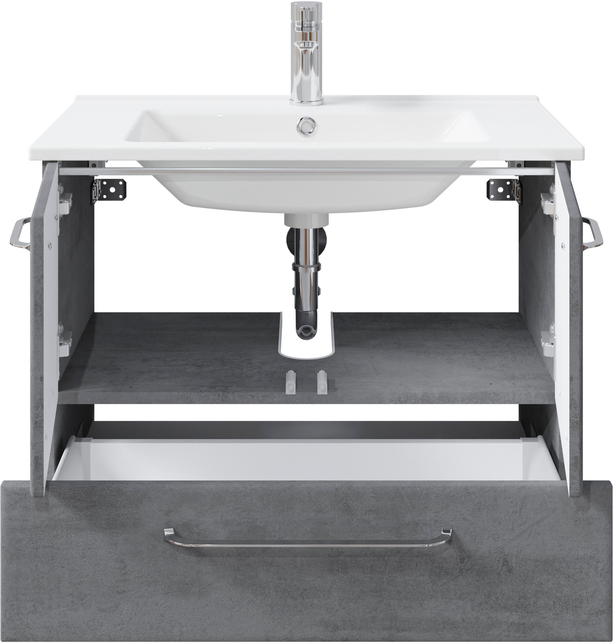 Saphir Badmöbel-Set »Quickset 945 Keramik-Waschtisch mit Unterschrank, 75 cm breit« 1 Stk. tlg.