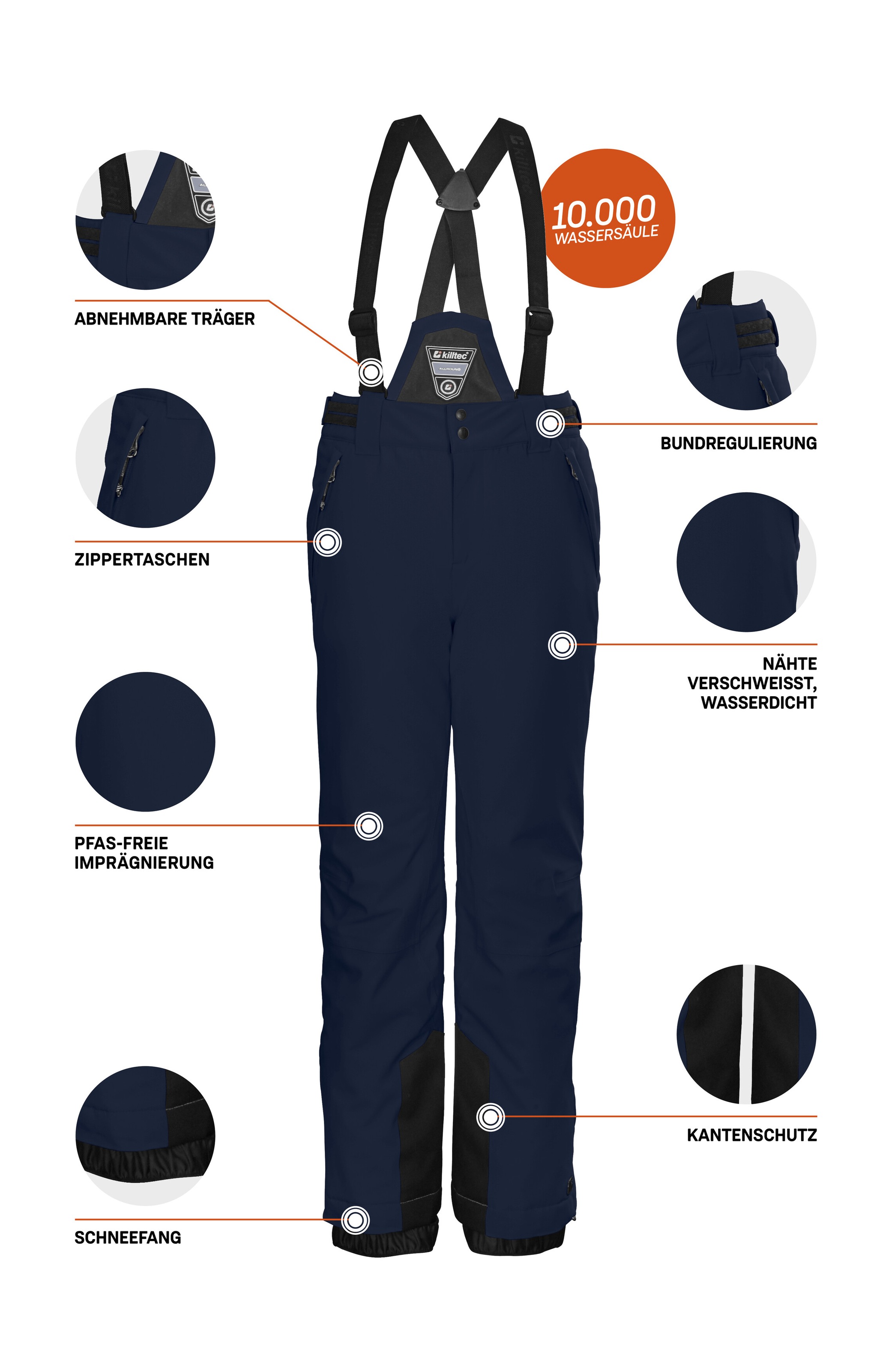 Killtec Skihose »KSW 77 GRLS SKI PNTS«  wasserdicht, atmungsaktiv, abnehmbarer Latz, verst. Seitenriegel