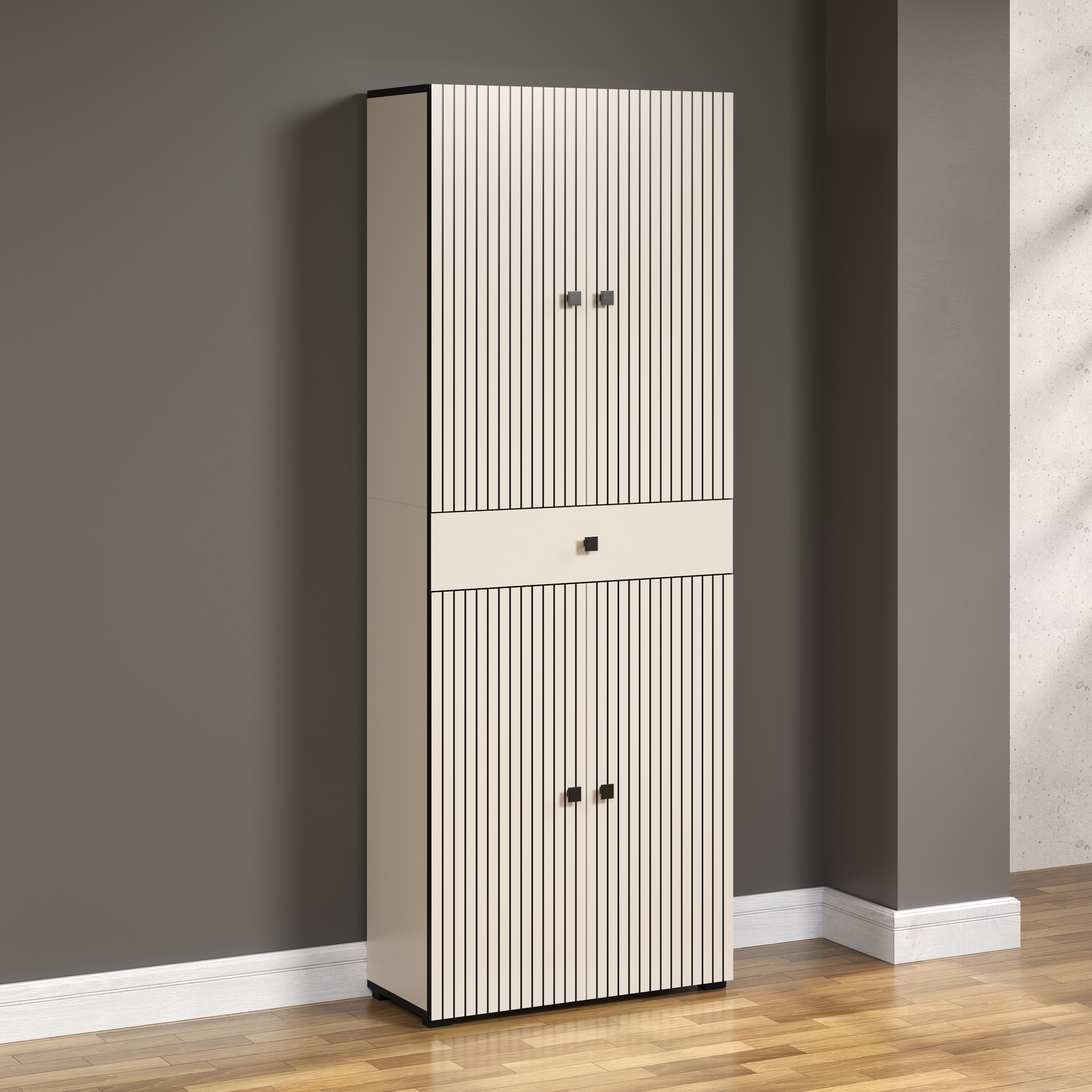 welltime Hochschrank »Amrum«, Breite 40cm, geräumiger Hochschrank Eiche Rillenoptik Badschrank