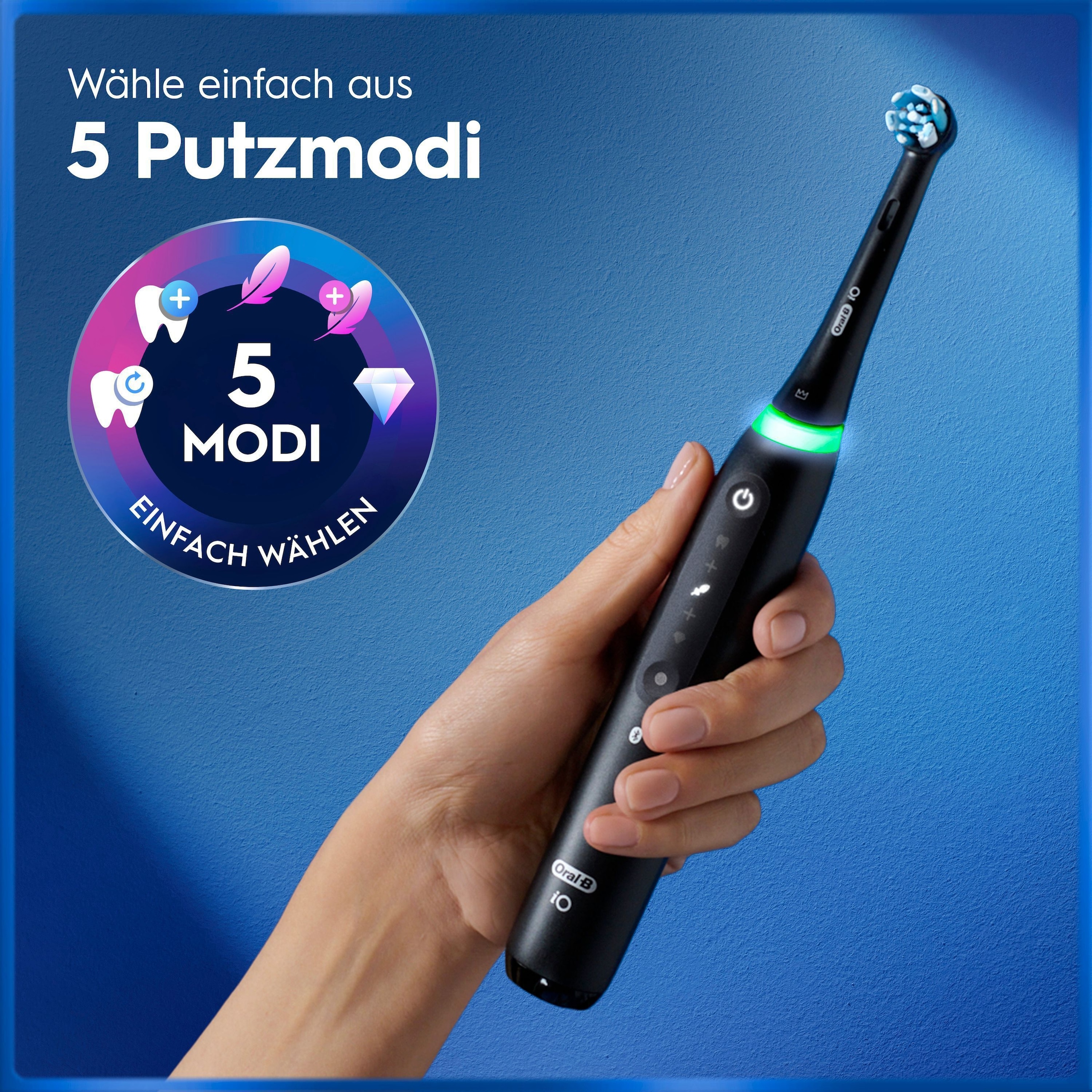 Oral-B Elektrische Zahnbürste »iO 5 Duopack« 2 Stk. Aufsteckbürsten mit Magnet-Technologie, LED-Anzeige, 5 Putzmodi, Reiseetui