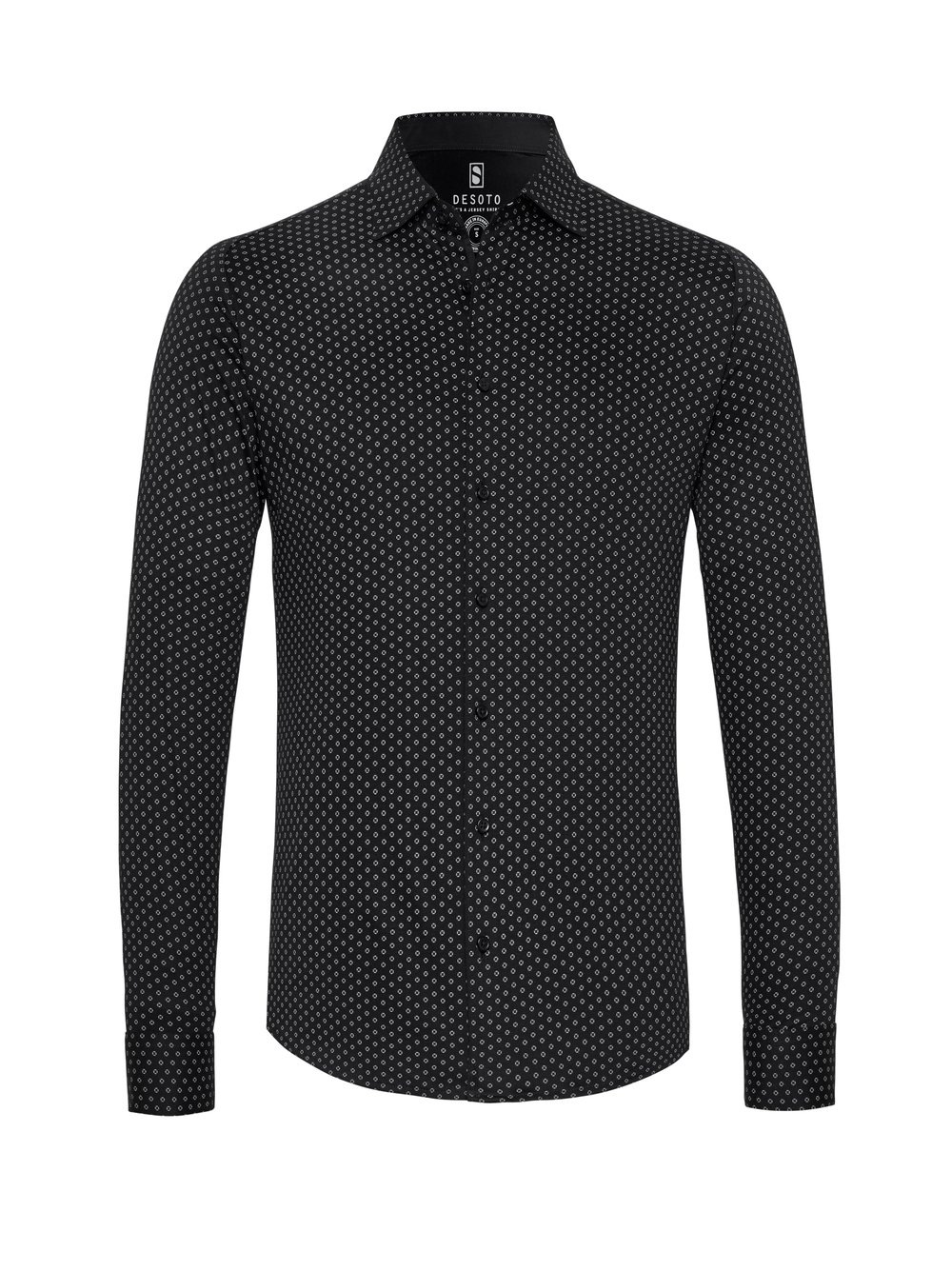 DESOTO Businesshemd »Jerseyhemd Casual Kent langarm«, Flexibler Stretch, mit Minimal Print, Kentkragen