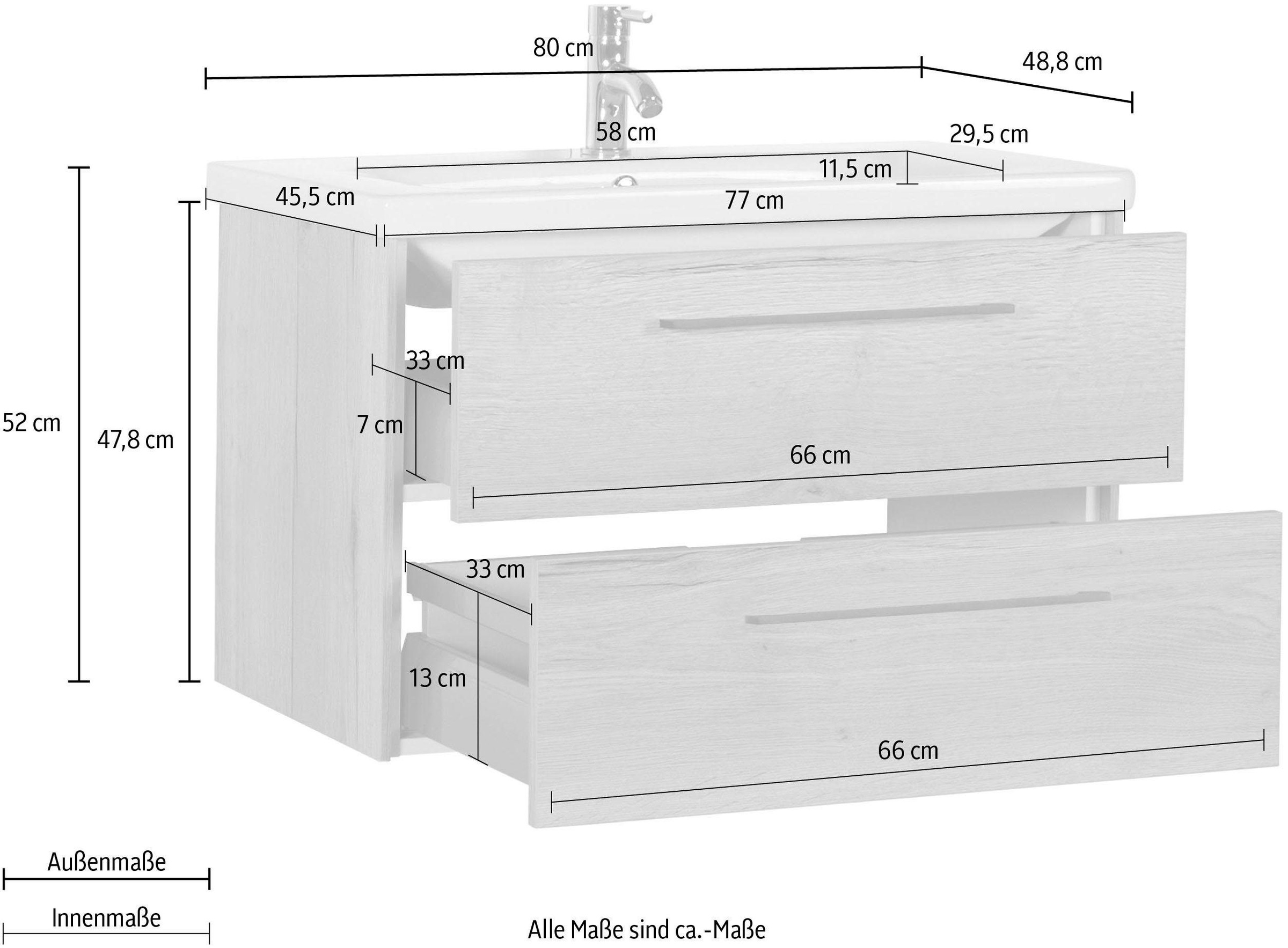 MARLIN Waschtisch »3400«, Breite 80 cm