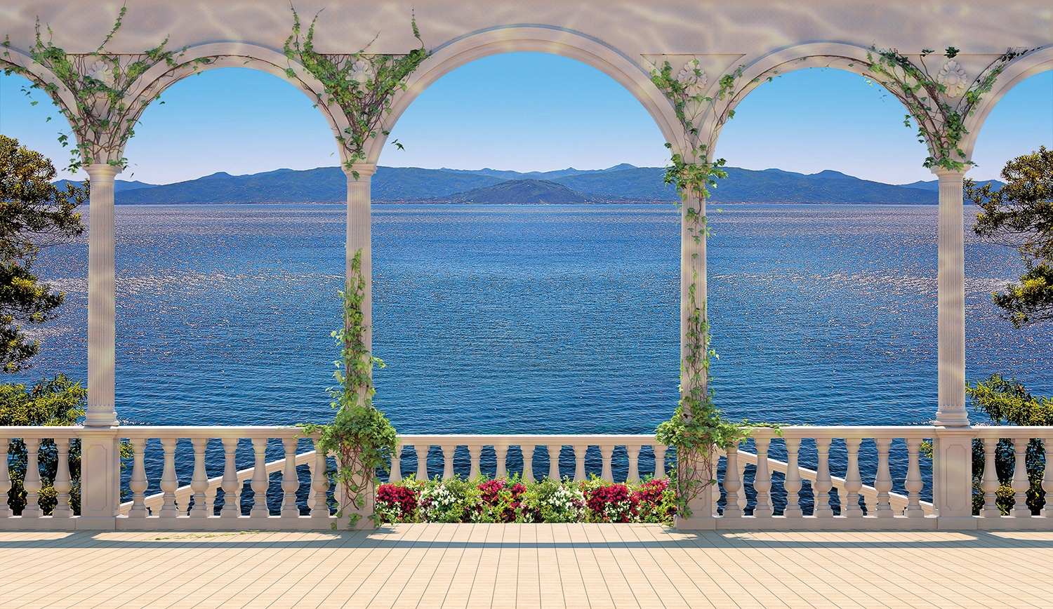 Fototapete »Terrace with Colonnade«