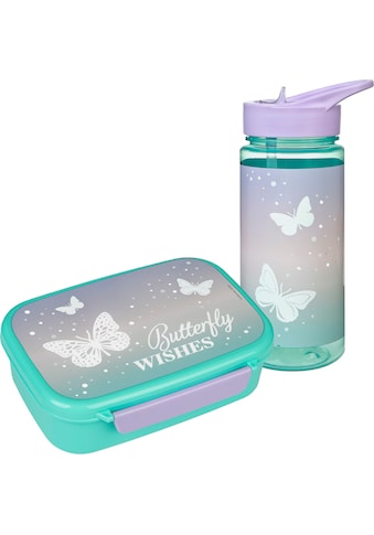 Lunchbox »Brotzeitdose & Trinkflasche, Butterfly Wishes«, (Set, 2 tlg.)