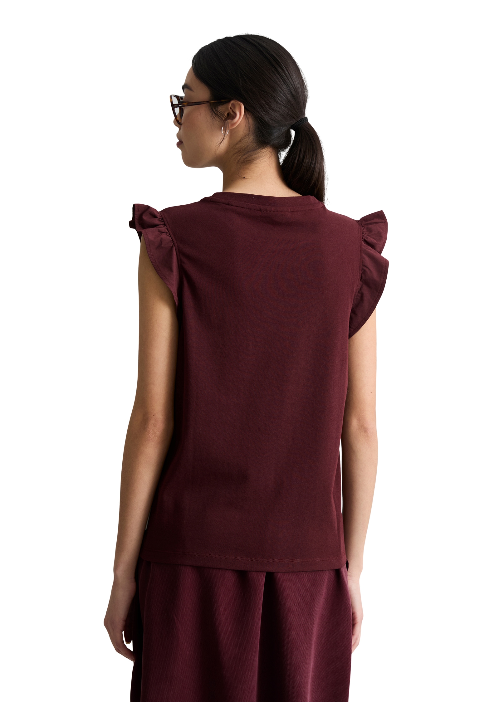 Marc O'Polo DENIM Shirttop Volant-Ärmel, regular fit aus Material-Mix